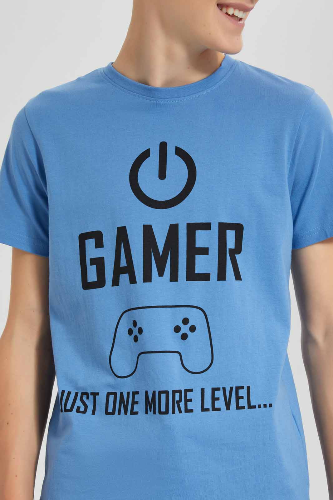 Redtag-Blue-Gamer-Graphic-T-Shirt-BSR-T-Shirts,-Category:T-Shirts,-Colour:Blue,-Deals:New-In,-Filter:Senior-Boys-(9-to-14-Yrs),-New-In-BSR-APL,-Non-Sale,-Section:Boys-(0-to-14Yrs),-TBL,-W22O-Senior-Boys-9 to 14 Years