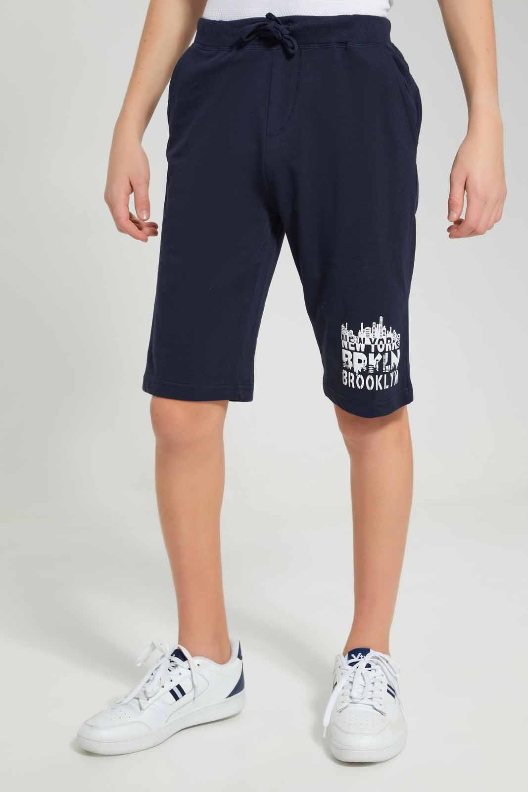 Redtag-Navy-Table-Active-Shorts-BSR-Shorts,-Category:Shorts,-Colour:Navy,-Deals:New-In,-Filter:Senior-Boys-(8-to-14-Yrs),-New-In-BSR-APL,-Non-Sale,-Section:Boys-(0-to-14Yrs),-TBL,-W22O-Senior-Boys-9 to 14 Years