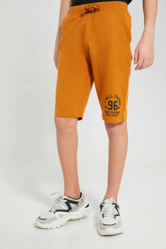 Redtag-Mustard-Table-Active-Shorts-BSR-Shorts,-Category:Shorts,-Colour:Mustard,-Deals:New-In,-Filter:Senior-Boys-(8-to-14-Yrs),-New-In-BSR-APL,-Non-Sale,-Section:Boys-(0-to-14Yrs),-TBL,-W22O-Senior-Boys-9 to 14 Years