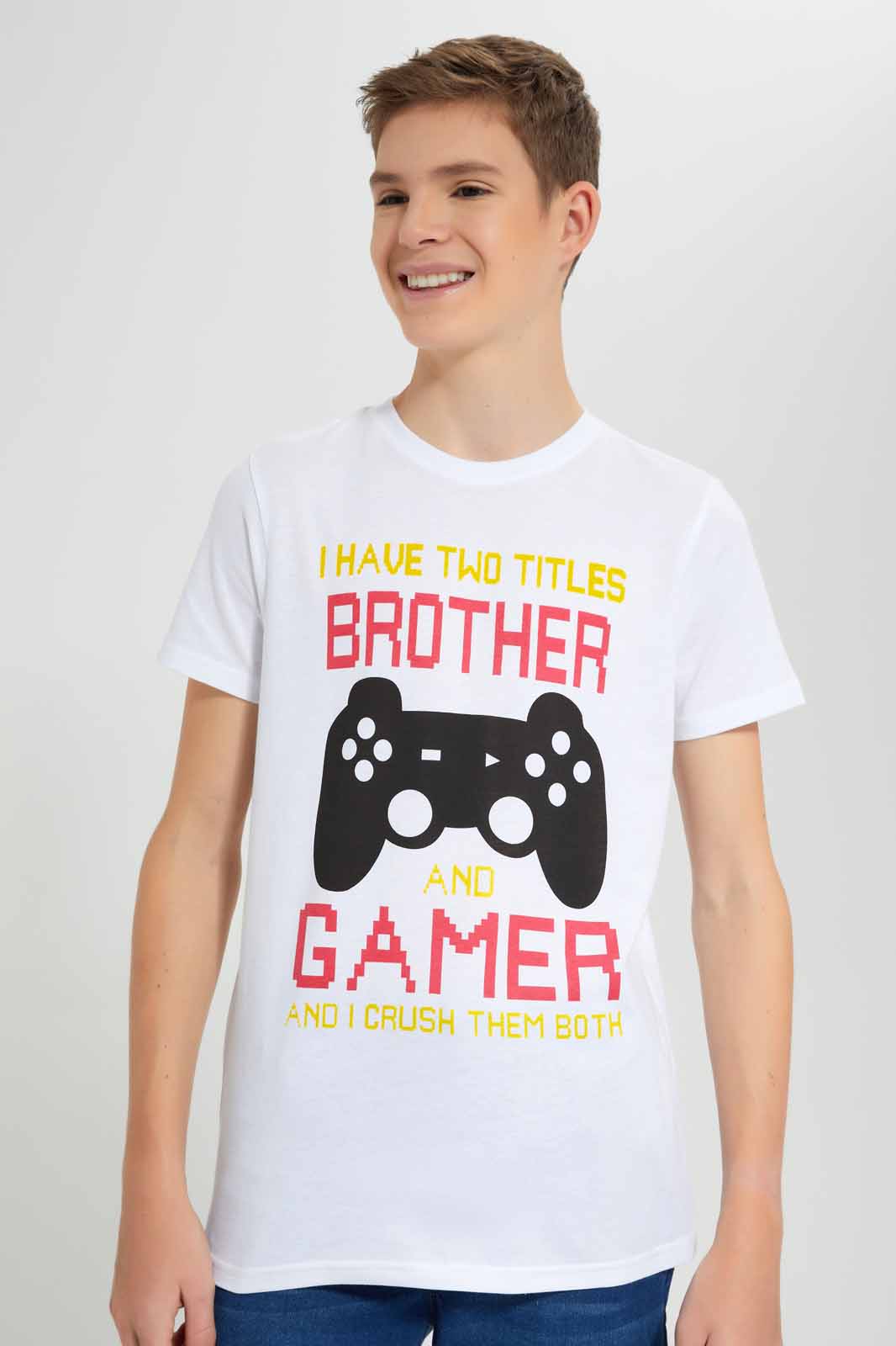 Redtag-White-Two-Titles-Graphic-T-Shirt-BSR-T-Shirts,-Category:T-Shirts,-Colour:White,-Deals:New-In,-Filter:Senior-Boys-(9-to-14-Yrs),-New-In-BSR-APL,-Non-Sale,-Section:Boys-(0-to-14Yrs),-TBL,-W22O-Senior-Boys-9 to 14 Years
