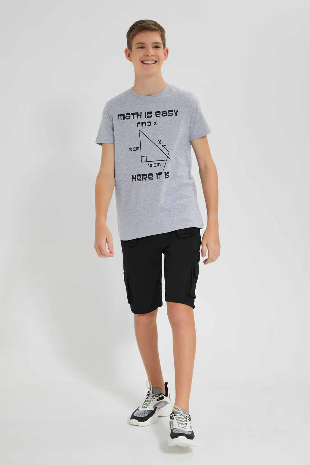 Redtag-Grey-Mel-Math-Is-Easy-Graphic-T-Shirt-BSR-T-Shirts,-Category:T-Shirts,-Colour:Grey,-Deals:New-In,-Filter:Senior-Boys-(9-to-14-Yrs),-New-In-BSR-APL,-Non-Sale,-Section:Boys-(0-to-14Yrs),-TBL,-W22O-Senior-Boys-9 to 14 Years