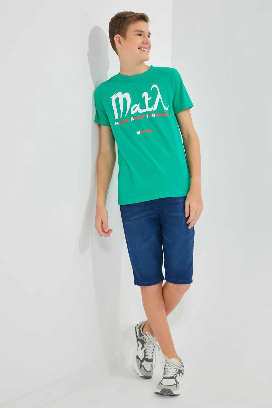 Redtag-Green-Math-Abuse-Graphic-T-Shirt-BSR-T-Shirts,-Category:T-Shirts,-Colour:Green,-Deals:New-In,-Filter:Senior-Boys-(9-to-14-Yrs),-New-In-BSR-APL,-Non-Sale,-Section:Boys-(0-to-14Yrs),-TBL,-W22O-Senior-Boys-9 to 14 Years