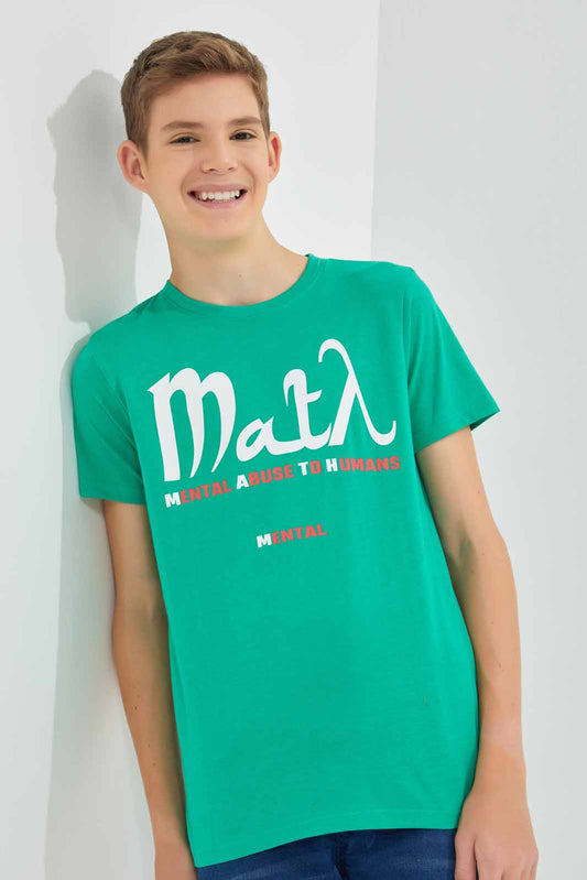 Redtag-Green-Math-Abuse-Graphic-T-Shirt-BSR-T-Shirts,-Category:T-Shirts,-Colour:Green,-Deals:New-In,-Filter:Senior-Boys-(9-to-14-Yrs),-New-In-BSR-APL,-Non-Sale,-Section:Boys-(0-to-14Yrs),-TBL,-W22O-Senior-Boys-9 to 14 Years