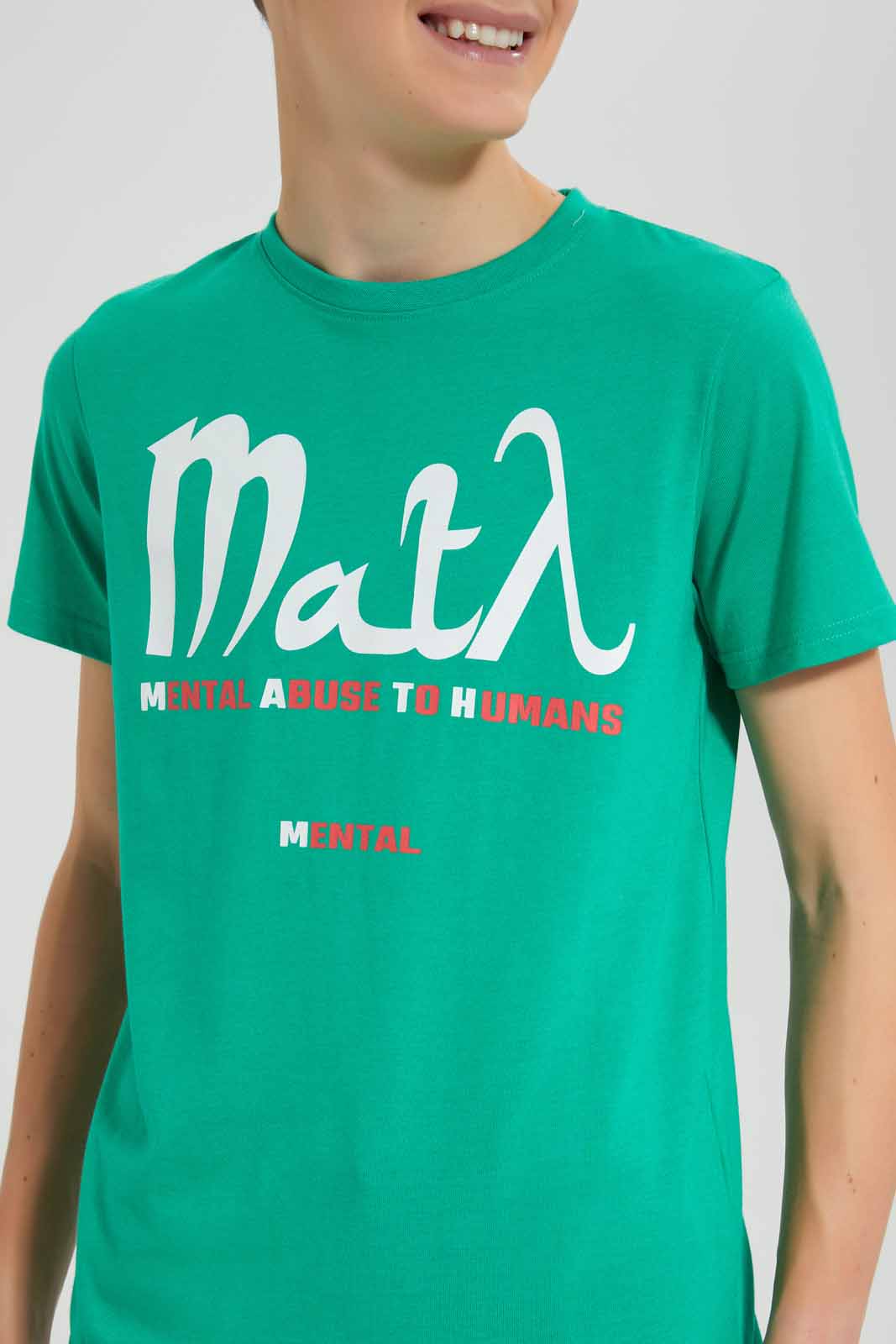 Redtag-Green-Math-Abuse-Graphic-T-Shirt-BSR-T-Shirts,-Category:T-Shirts,-Colour:Green,-Deals:New-In,-Filter:Senior-Boys-(9-to-14-Yrs),-New-In-BSR-APL,-Non-Sale,-Section:Boys-(0-to-14Yrs),-TBL,-W22O-Senior-Boys-9 to 14 Years