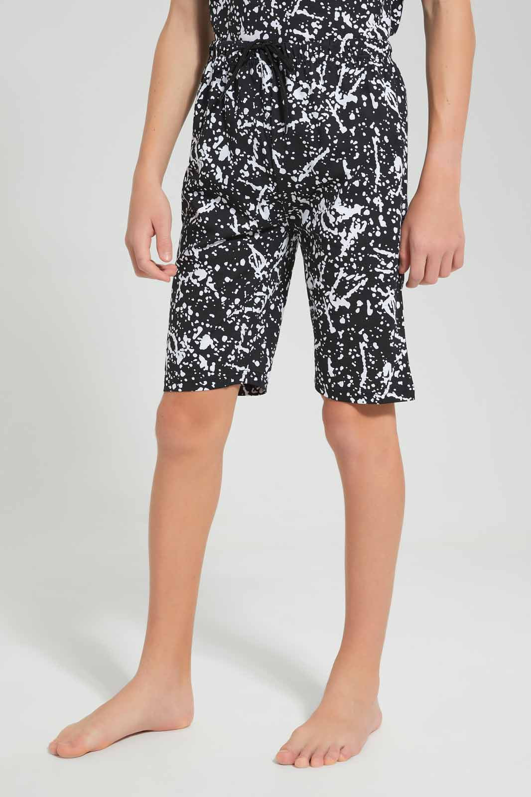 Redtag-Black-Splatter-Nightsuit-BSR-Pyjama-Sets,-Category:Pyjama-Sets,-Colour:Black,-Deals:New-In,-Filter:Senior-Boys-(9-to-14-Yrs),-New-In-BSR-APL,-Non-Sale,-Section:Boys-(0-to-14Yrs),-W22O-Senior-Boys-9 to 14 Years