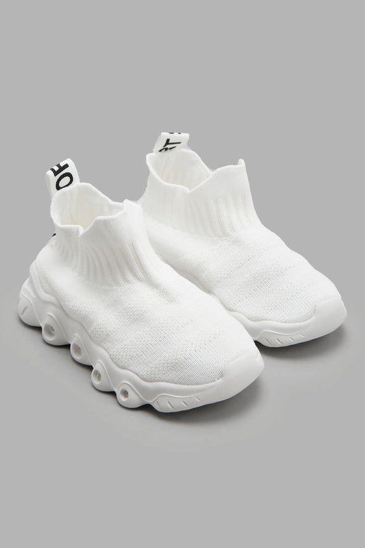 Redtag-White-Knit-Upper-Slip-On-With-Led-Light-Category:Shoes,-Colour:White,-Deals:New-In,-Filter:Boys-Footwear-(1-to-3-Yrs),-INB-Trainers,-New-In-INB-FOO,-Non-Sale,-Section:Boys-(0-to-14Yrs),-W22A-Infant-Boys-1 to 3 Years