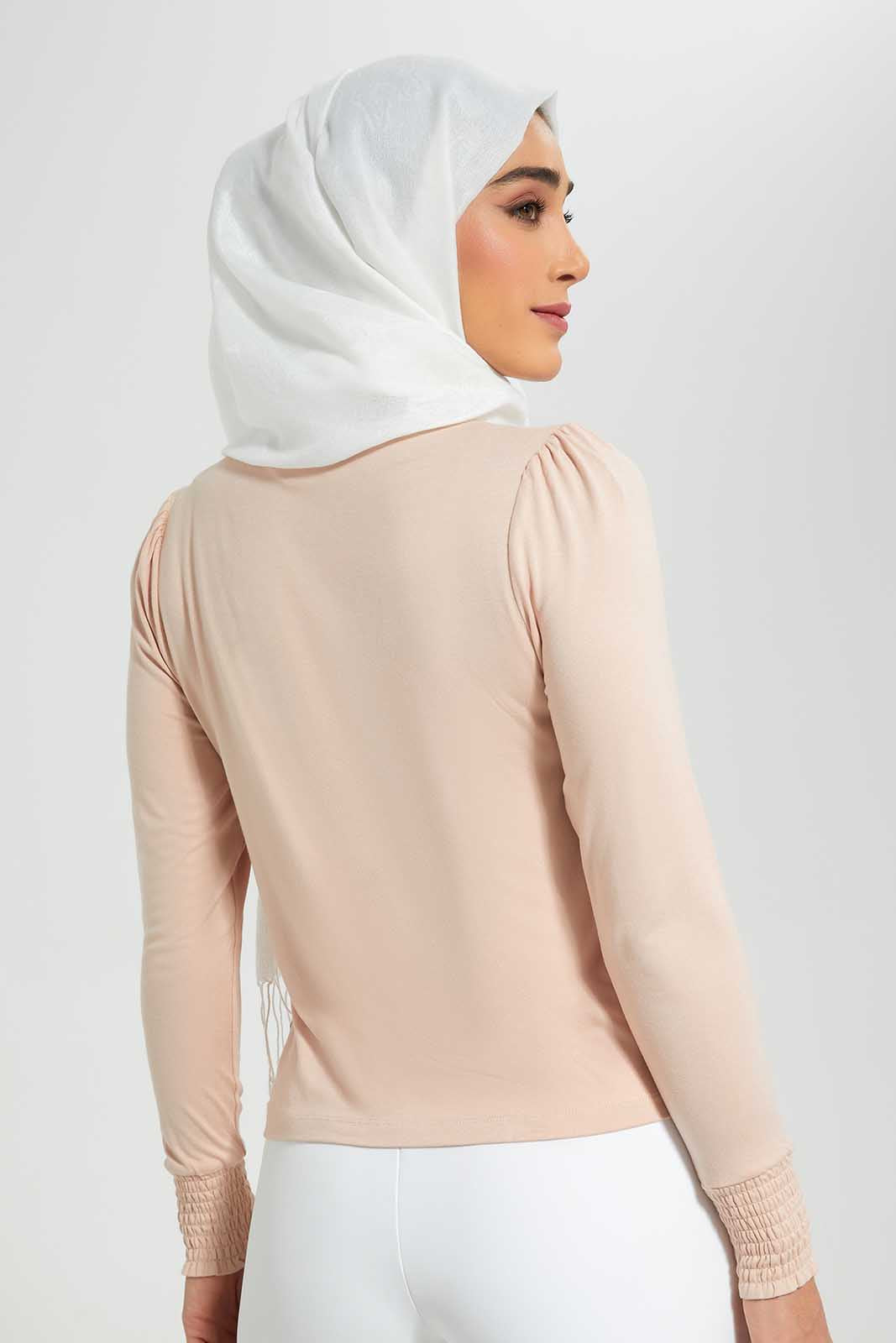 Redtag-Pink-Plain-Jersey-Top-Category:Tops,-Colour:Apricot,-Deals:New-In,-Filter:Women's-Clothing,-LMC,-New-In-Women-APL,-Non-Sale,-Section:Women,-W22O,-Women-Tops--