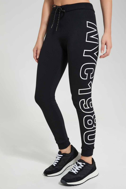 Redtag-Black-Basic-Jogger-With-Side-Applique-Category:Joggers,-Colour:Black,-Deals:New-In,-Filter:Women's-Clothing,-New-In-Women-APL,-Non-Sale,-Section:Women,-TBL,-W22O,-Women-Joggers-Women's-