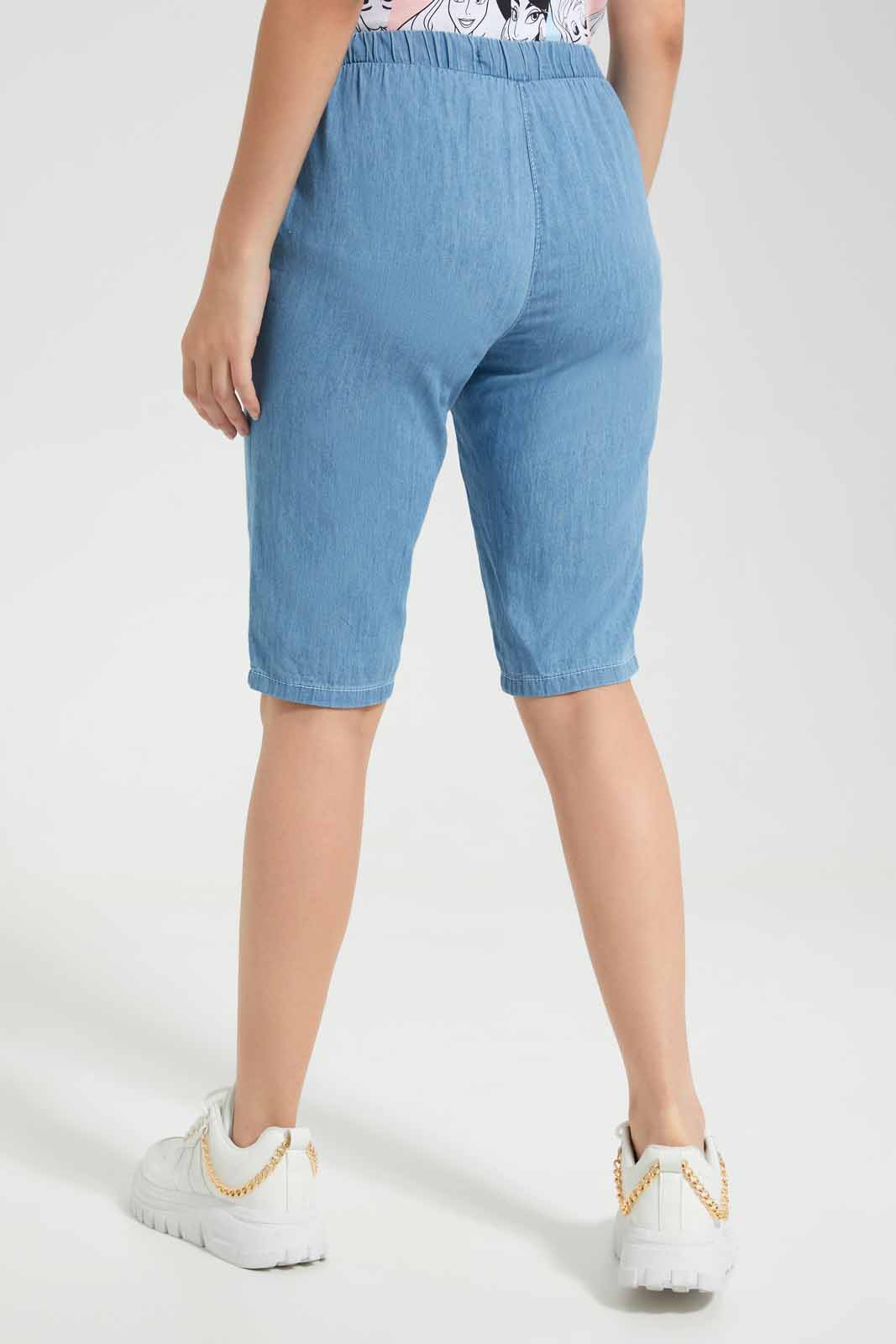 Redtag-Light-Blue-Chambay-Knee-Length-Shorts-Category:Jeans,-Colour:Light-Wash,-Deals:New-In,-Filter:Women's-Clothing,-New-In-Women,-Non-Sale,-S22D,-Section:Women,-Women-Jeans-Women's-