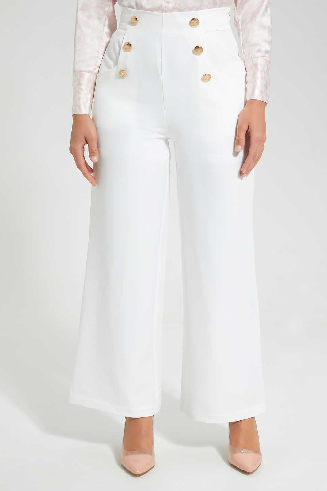 Redtag-white-Botton-Trousers-Category:Trousers,-Colour:White,-Deals:New-In,-Filter:Women's-Clothing,-LMC,-New-In-Women-APL,-Non-Sale,-Section:Women,-W22O,-Women-Trousers--