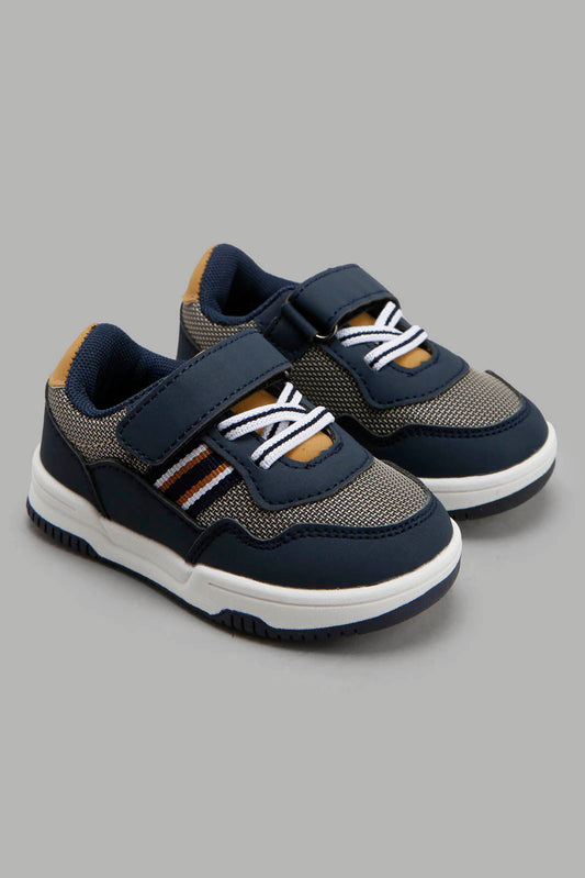 Redtag-Navy-Color-Blocked-Sneaker-Category:Shoes,-Colour:Navy,-Deals:New-In,-Filter:Boys-Footwear-(1-to-3-Yrs),-INB-Shoes,-New-In-INB-FOO,-Non-Sale,-Section:Boys-(0-to-14Yrs),-W22A-Infant-Boys-1 to 3 Years
