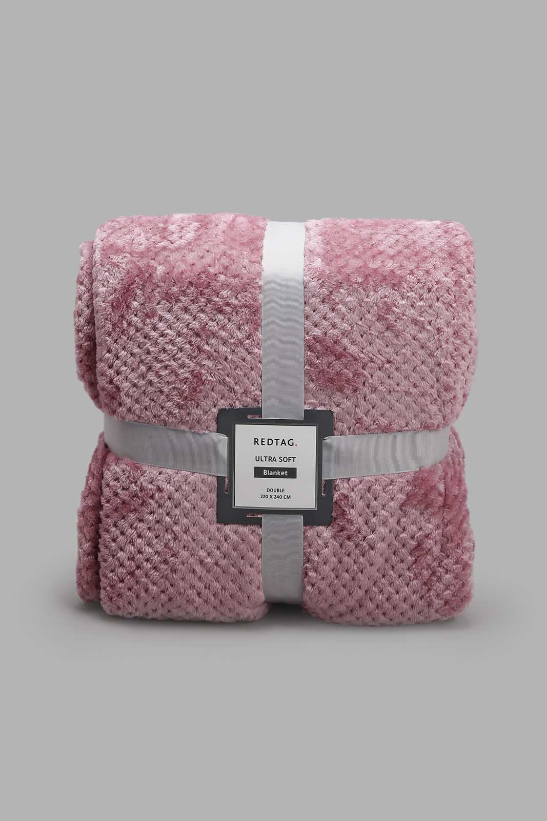 Redtag-Pink-Ultra-Soft-Blanket-(Double-Size)-Category:Blankets,-Colour:Pink,-Deals:New-In,-Filter:Home-Bedroom,-HMW-BED-Blankets,-New-In-HMW-BED,-Non-Sale,-Section:Homewares,-W22O-Home-Bedroom-