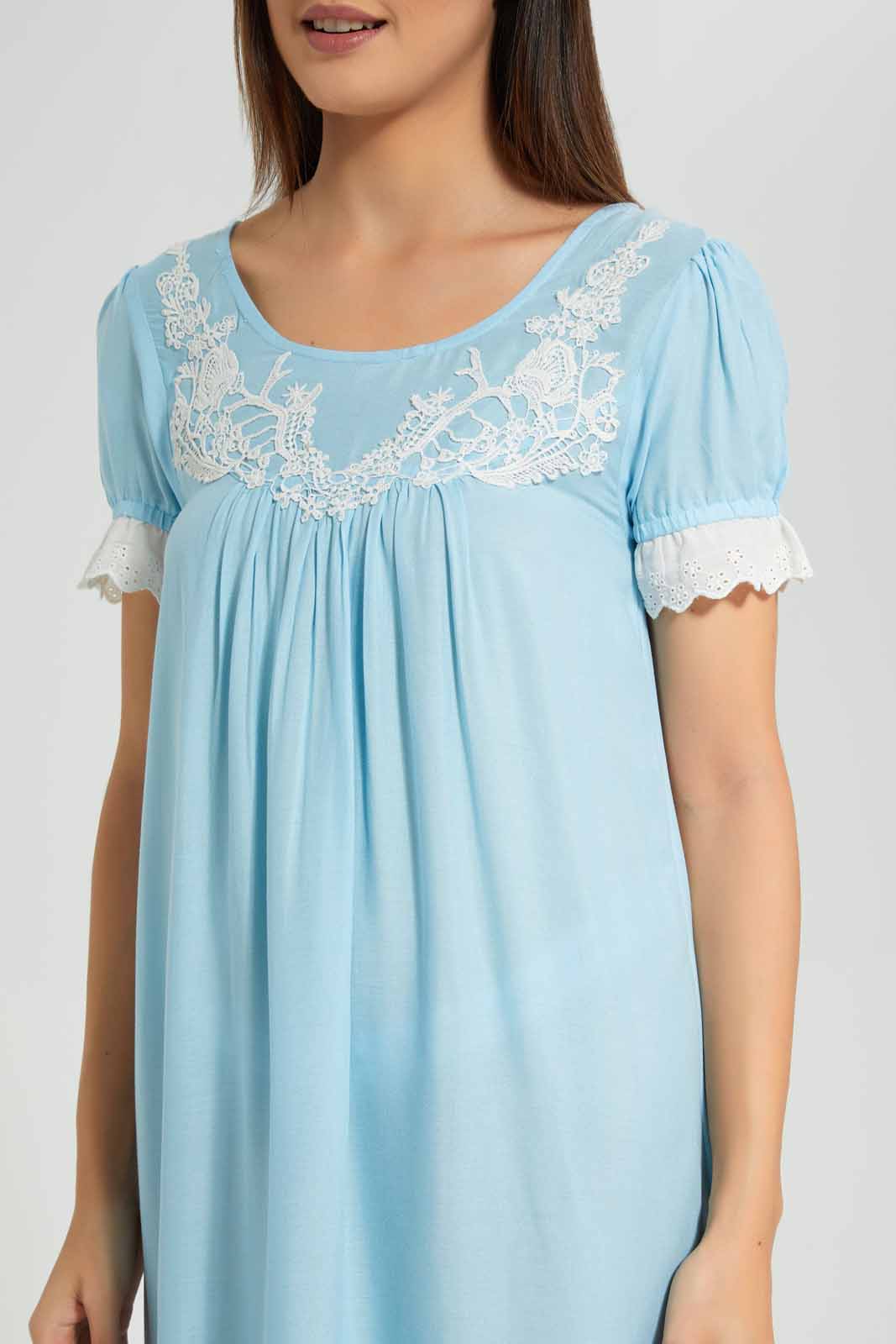 Redtag-Blue-Plain-Nightgown-Category:Nightgowns,-Colour:Blue,-Deals:New-In,-Filter:Women's-Clothing,-New-In-Women-APL,-Non-Sale,-Section:Women,-W22O,-Women-Nightgowns--