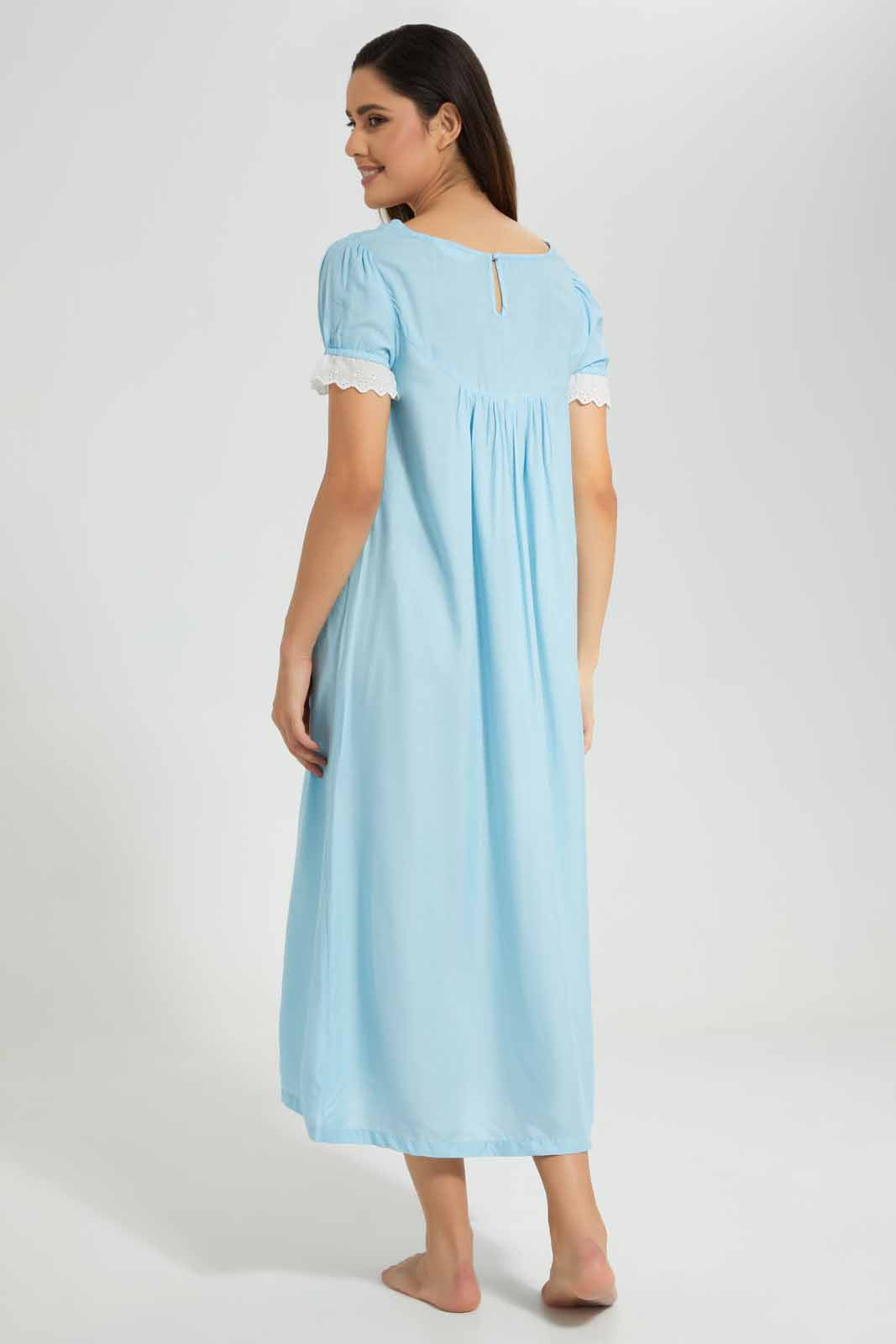 Redtag-Blue-Plain-Nightgown-Category:Nightgowns,-Colour:Blue,-Deals:New-In,-Filter:Women's-Clothing,-New-In-Women-APL,-Non-Sale,-Section:Women,-W22O,-Women-Nightgowns--