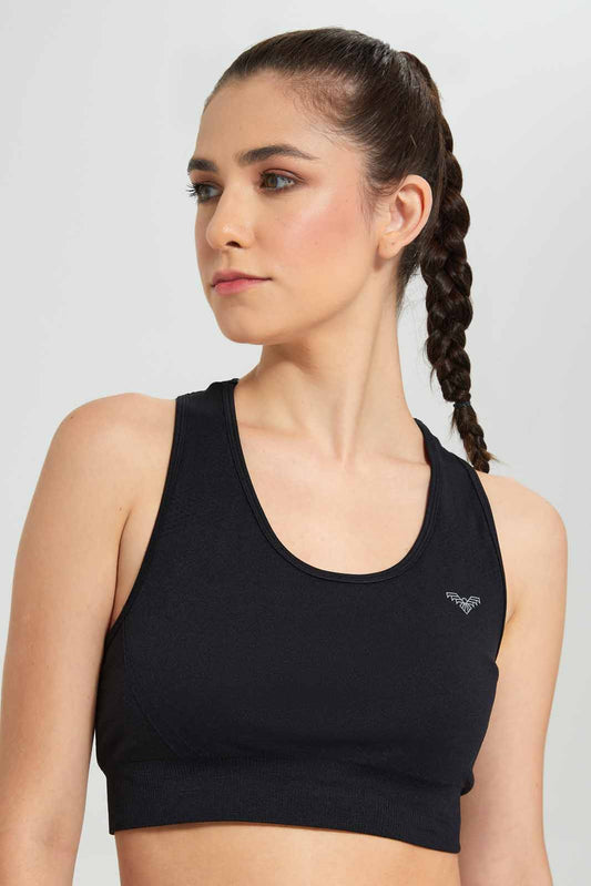 Redtag-Black-Sports-Bra-Category:T-Shirts,-Colour:Black,-Deals:New-In,-Filter:Women's-Clothing,-New-In-Women-APL,-Non-Sale,-SBA,-Section:Women,-W22O,-Women-T-Shirts-Women's-