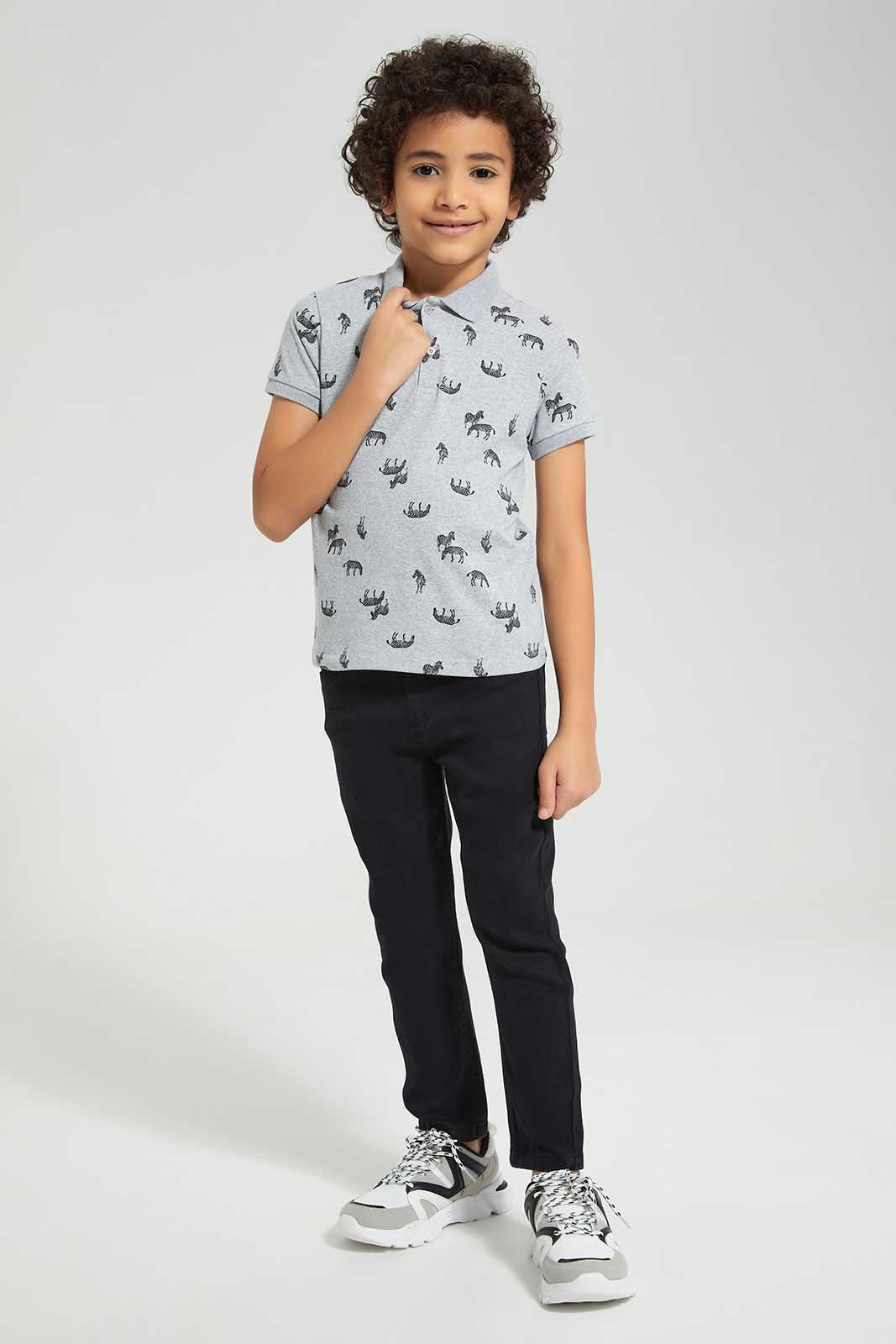 Redtag-Grey-M-Zebra-AOP-SS-Polo-BOY-Polo-T-Shirts,-Category:Polo-T-Shirts,-Colour:Grey,-Deals:New-In,-Filter:Boys-(2-to-8-Yrs),-New-In-BOY-APL,-Non-Sale,-Section:Boys-(0-to-14Yrs),-W22O-Boys-2 to 8 Years