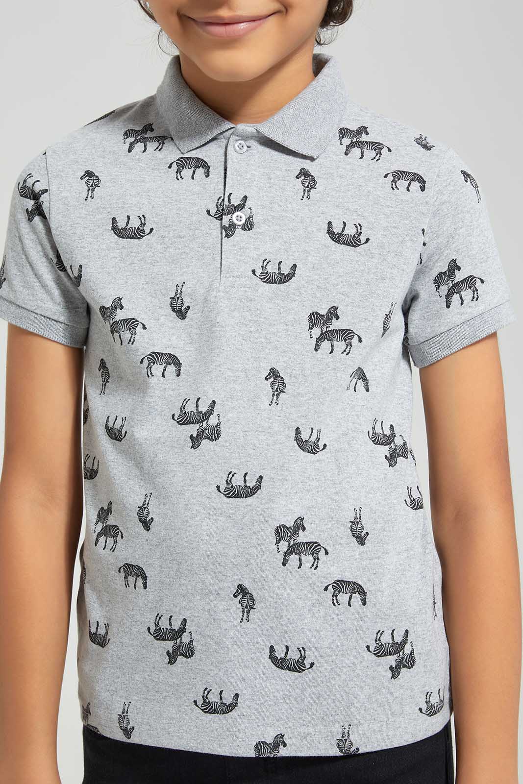 Redtag-Grey-M-Zebra-AOP-SS-Polo-BOY-Polo-T-Shirts,-Category:Polo-T-Shirts,-Colour:Grey,-Deals:New-In,-Filter:Boys-(2-to-8-Yrs),-New-In-BOY-APL,-Non-Sale,-Section:Boys-(0-to-14Yrs),-W22O-Boys-2 to 8 Years