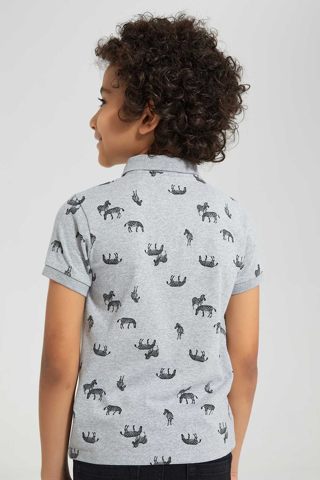 Redtag-Grey-M-Zebra-AOP-SS-Polo-BOY-Polo-T-Shirts,-Category:Polo-T-Shirts,-Colour:Grey,-Deals:New-In,-Filter:Boys-(2-to-8-Yrs),-New-In-BOY-APL,-Non-Sale,-Section:Boys-(0-to-14Yrs),-W22O-Boys-2 to 8 Years