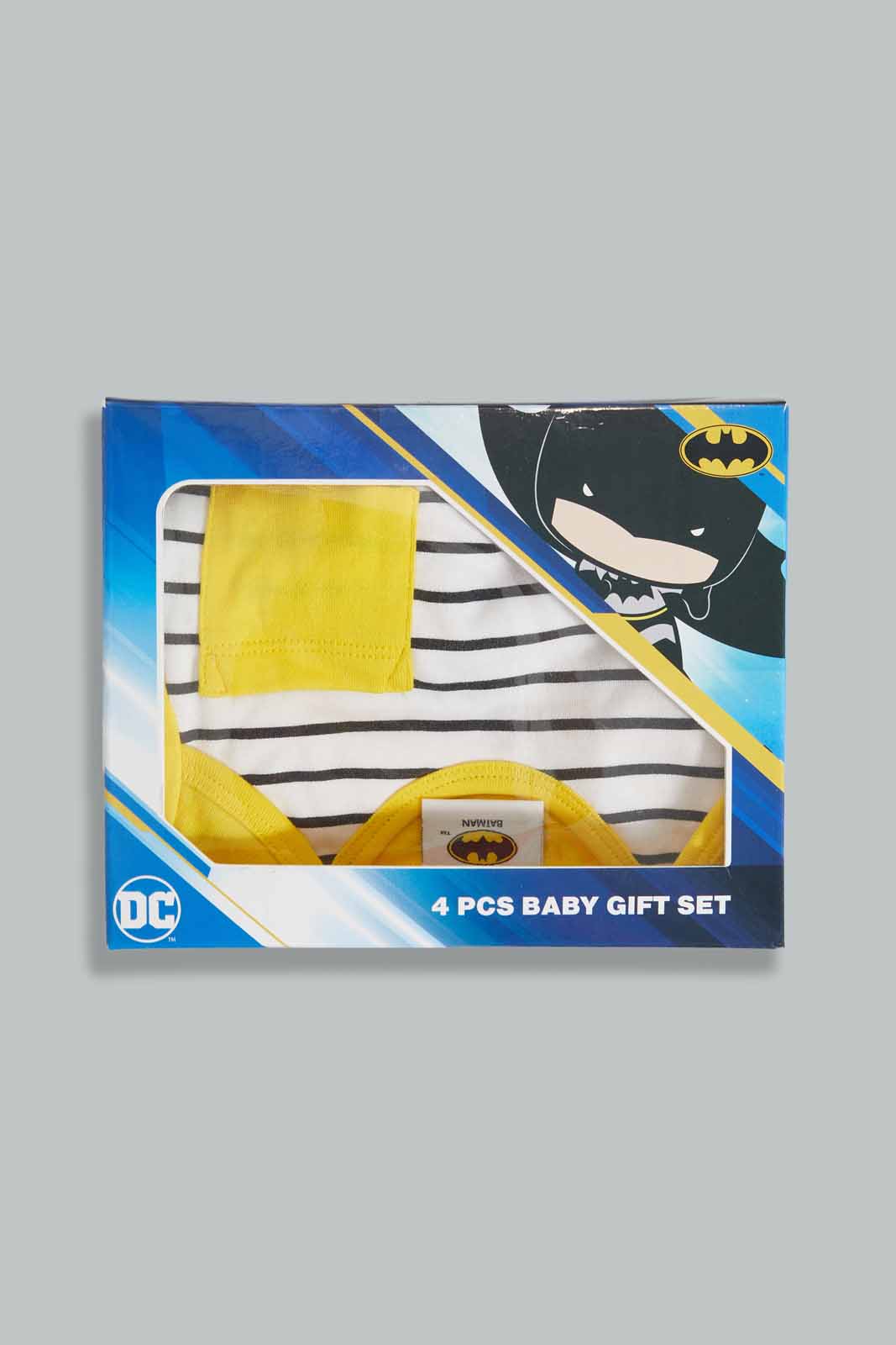 Redtag-Yellow-Batman-4-Piece-Pack-Gift-Box-Category:Gift-Sets,-Colour:Yellow,-Deals:New-In,-Filter:Baby-(0-to-12-Mths),-NBB-Gift-Sets,-New-In-NBB-APL,-Non-Sale,-Section:Boys-(0-to-14Yrs),-W22O-Baby-0 to 12 Months