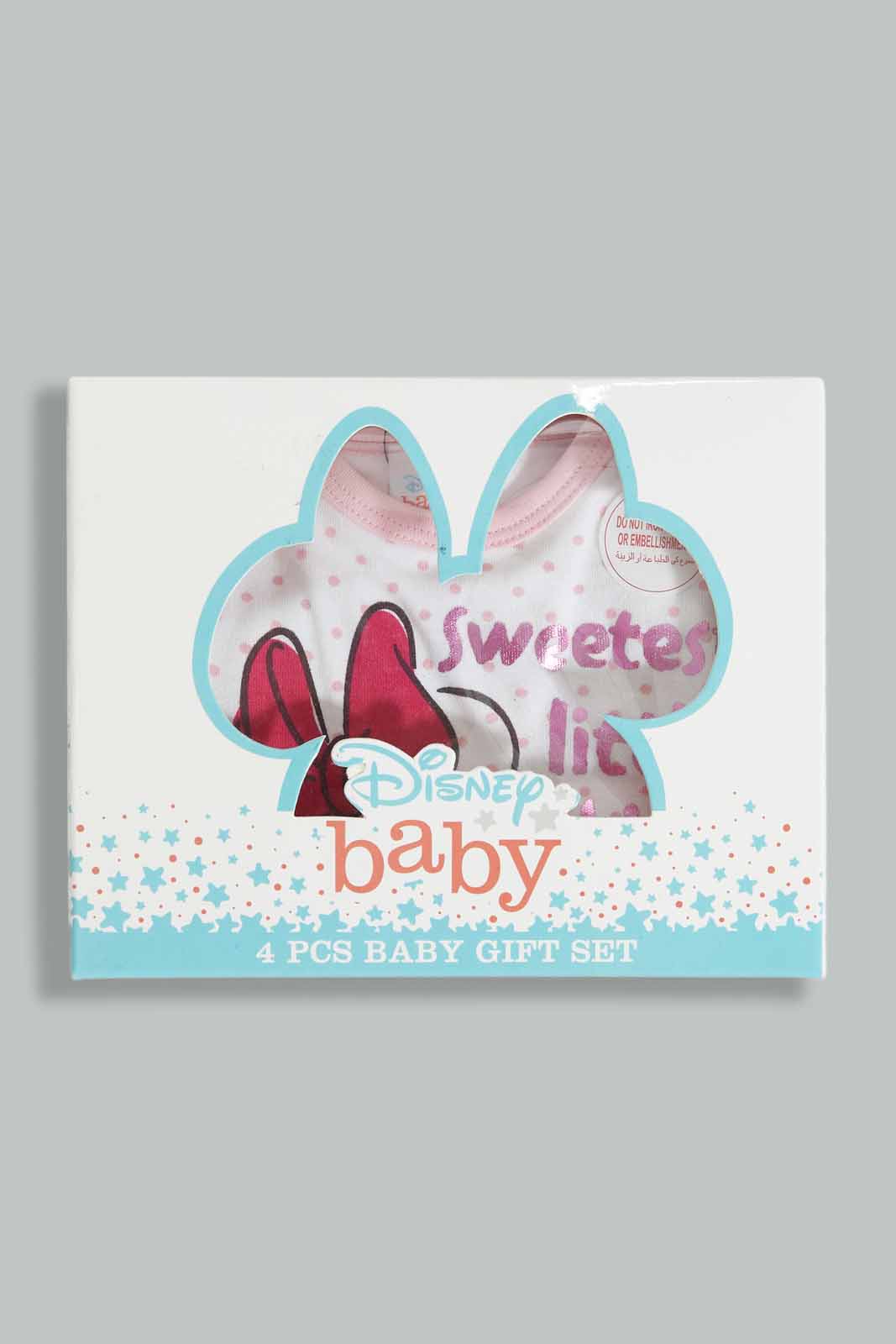 Redtag-Pink-Minnie-Mouse-4-Piece-Pack-Gift-Box-Category:Gift-Sets,-Colour:Apricot,-Deals:New-In,-Filter:Baby-(0-to-12-Mths),-NBG-Gift-Sets,-New-In-NBG-APL,-Non-Sale,-Section:Girls-(0-to-14Yrs),-W22O-Baby-0 to 12 Months