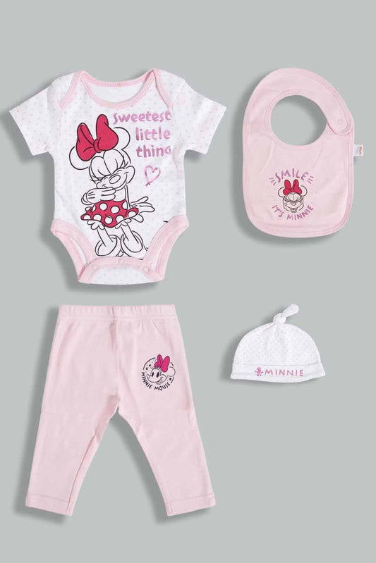 Redtag-Pink-Minnie-Mouse-4-Piece-Pack-Gift-Box-Category:Gift-Sets,-Colour:Apricot,-Deals:New-In,-Filter:Baby-(0-to-12-Mths),-NBG-Gift-Sets,-New-In-NBG-APL,-Non-Sale,-Section:Girls-(0-to-14Yrs),-W22O-Baby-0 to 12 Months