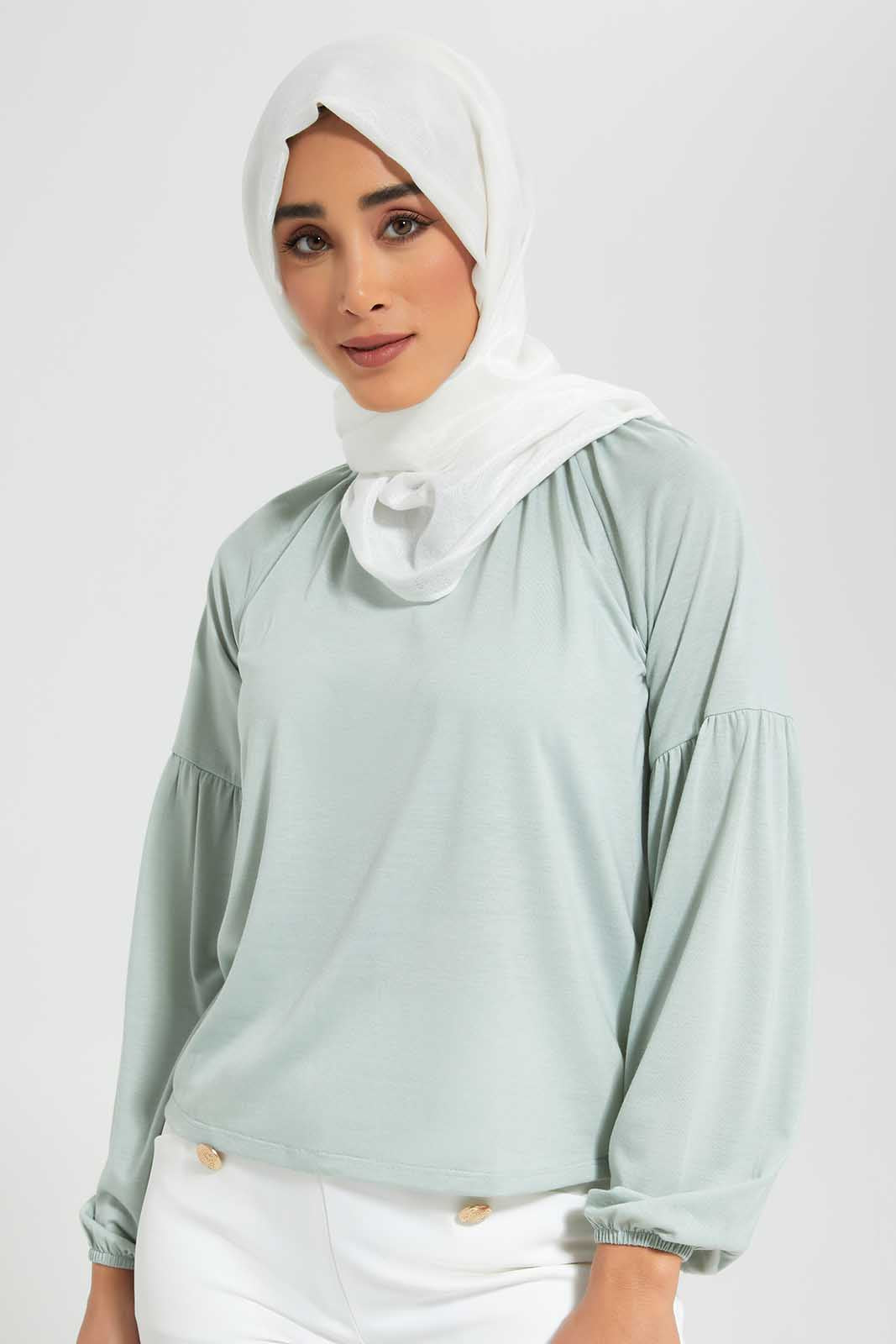 Redtag-Mint-Jersey-Top-With-Neck-Drawcord-Category:Tops,-Colour:Mint,-Deals:New-In,-Filter:Women's-Clothing,-LMC,-New-In-Women-APL,-Non-Sale,-Section:Women,-W22O,-Women-Tops--