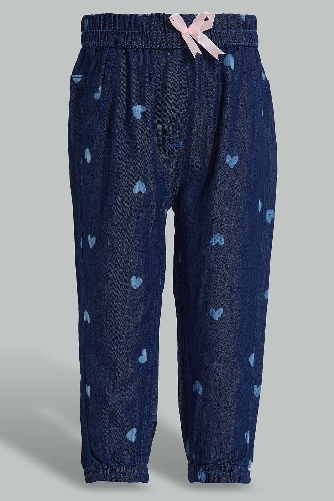 Redtag-Dark-Wash-Harem-Denim-Category:Jeans,-Colour:Dark-Wash,-Deals:New-In,-Filter:Infant-Girls-(3-to-24-Mths),-ING-Jeans,-New-In-ING-APL,-Non-Sale,-Section:Girls-(0-to-14Yrs),-TBL,-W22O-Infant-Girls-3 to 24 Months