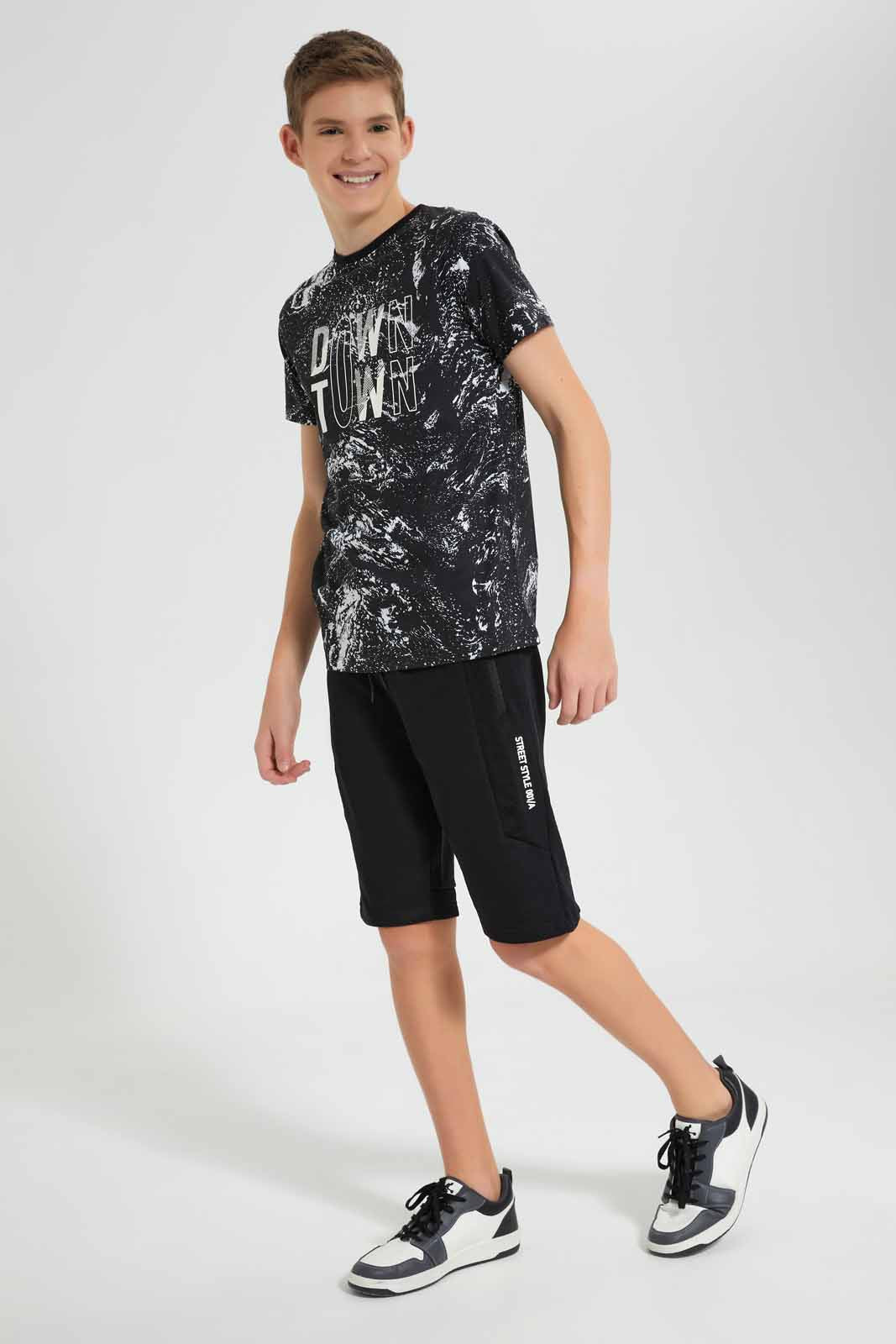 Redtag-Black-Marble-T-Shirt-BSR-T-Shirts,-Category:T-Shirts,-CHR,-Colour:Black,-Deals:New-In,-Filter:Senior-Boys-(9-to-14-Yrs),-New-In-BSR-APL,-Non-Sale,-Section:Boys-(0-to-14Yrs),-TBL,-W22O-Senior-Boys-9 to 14 Years