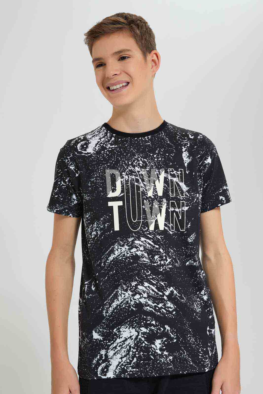 Redtag-Black-Marble-T-Shirt-BSR-T-Shirts,-Category:T-Shirts,-CHR,-Colour:Black,-Deals:New-In,-Filter:Senior-Boys-(9-to-14-Yrs),-New-In-BSR-APL,-Non-Sale,-Section:Boys-(0-to-14Yrs),-TBL,-W22O-Senior-Boys-9 to 14 Years