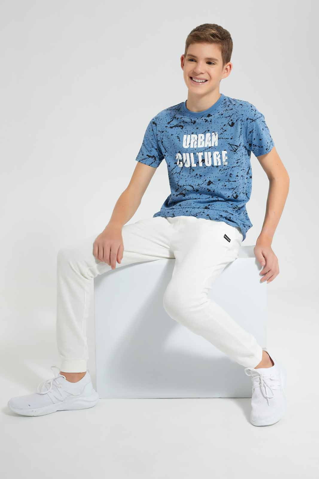 Redtag-Blue-Splatter-T-Shirt-BSR-T-Shirts,-Category:T-Shirts,-Colour:Blue,-Deals:New-In,-Filter:Senior-Boys-(9-to-14-Yrs),-New-In-BSR-APL,-Non-Sale,-Section:Boys-(0-to-14Yrs),-TBL,-W22O-Senior-Boys-9 to 14 Years
