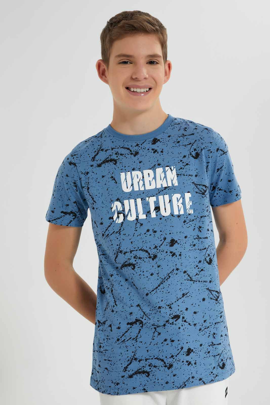Redtag-Blue-Splatter-T-Shirt-BSR-T-Shirts,-Category:T-Shirts,-Colour:Blue,-Deals:New-In,-Filter:Senior-Boys-(9-to-14-Yrs),-New-In-BSR-APL,-Non-Sale,-Section:Boys-(0-to-14Yrs),-TBL,-W22O-Senior-Boys-9 to 14 Years