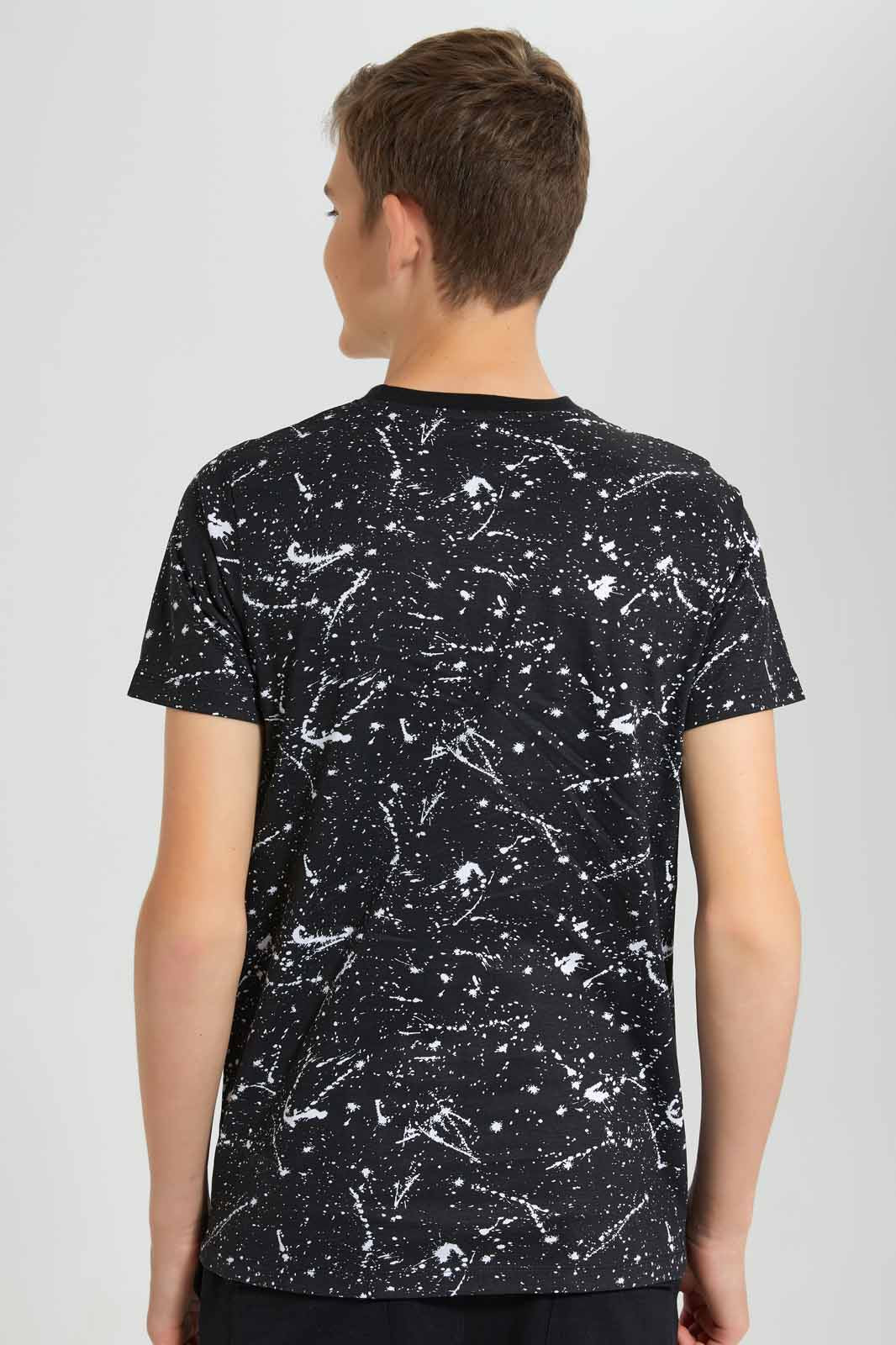 Redtag-Black-Splatter-T-Shirt-BSR-T-Shirts,-Category:T-Shirts,-Colour:Black,-Deals:New-In,-Filter:Senior-Boys-(9-to-14-Yrs),-New-In-BSR-APL,-Non-Sale,-Section:Boys-(0-to-14Yrs),-TBL,-W22O-Senior-Boys-9 to 14 Years