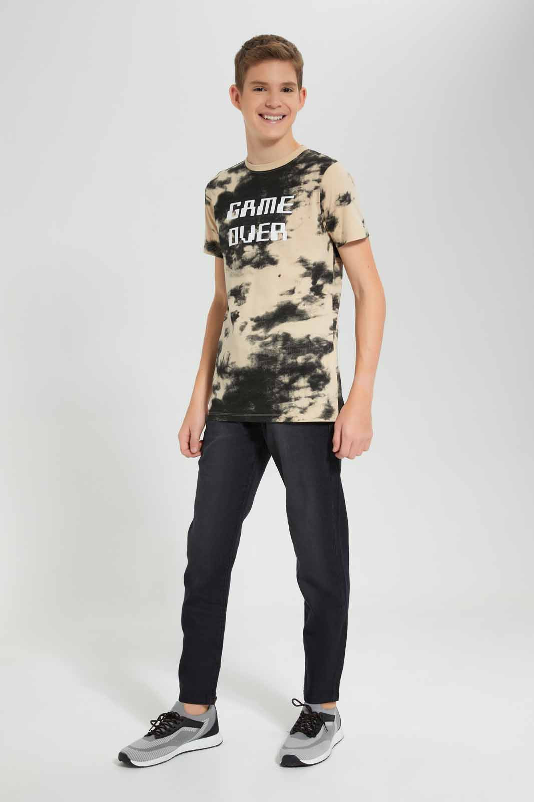 Redtag-Brown-Tye-Dye-T-Shirt-BSR-T-Shirts,-Category:T-Shirts,-Colour:Brown,-Deals:New-In,-Filter:Senior-Boys-(9-to-14-Yrs),-New-In-BSR-APL,-Non-Sale,-Section:Boys-(0-to-14Yrs),-TBL,-W22O-Senior-Boys-9 to 14 Years