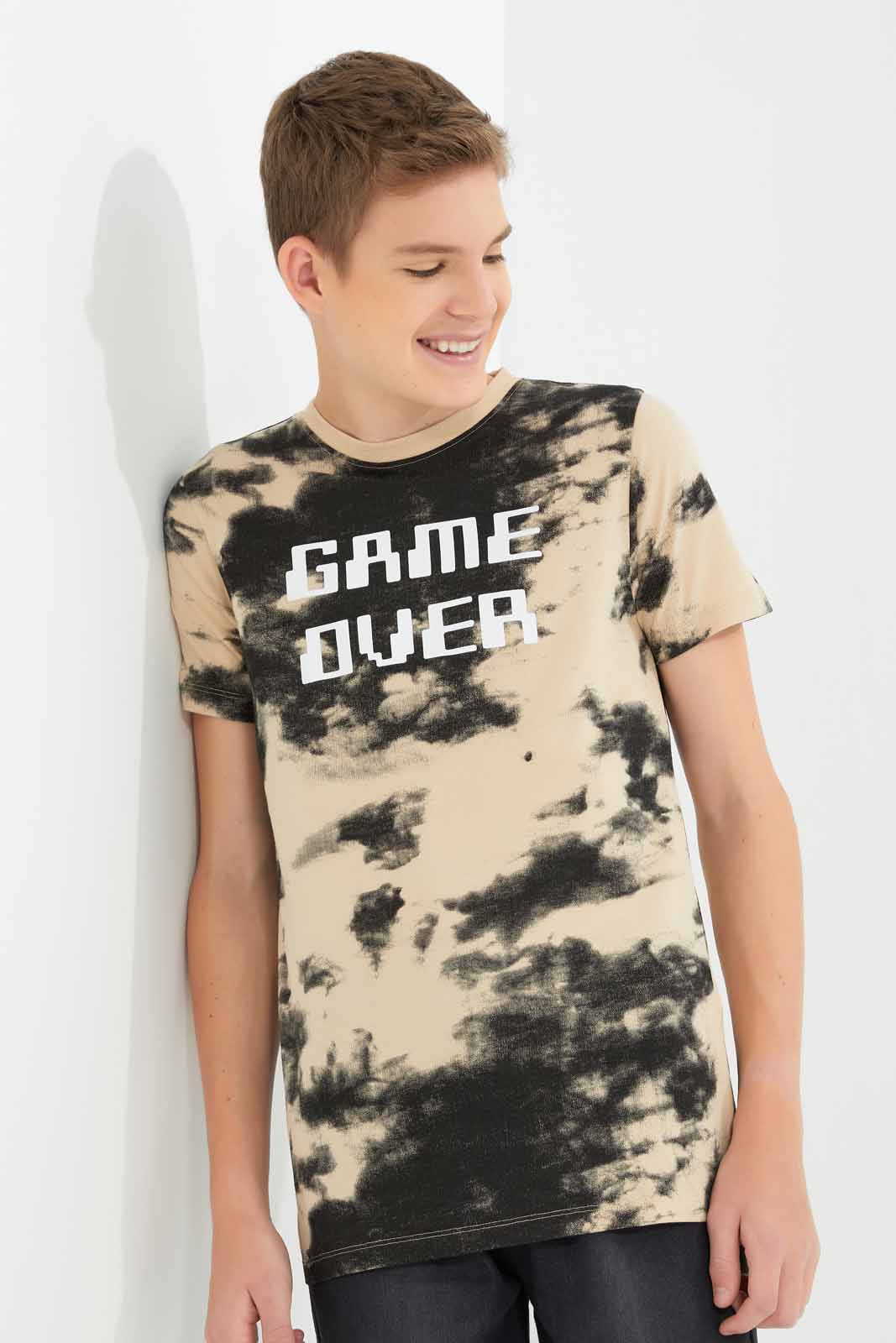 Redtag-Brown-Tye-Dye-T-Shirt-BSR-T-Shirts,-Category:T-Shirts,-Colour:Brown,-Deals:New-In,-Filter:Senior-Boys-(9-to-14-Yrs),-New-In-BSR-APL,-Non-Sale,-Section:Boys-(0-to-14Yrs),-TBL,-W22O-Senior-Boys-9 to 14 Years