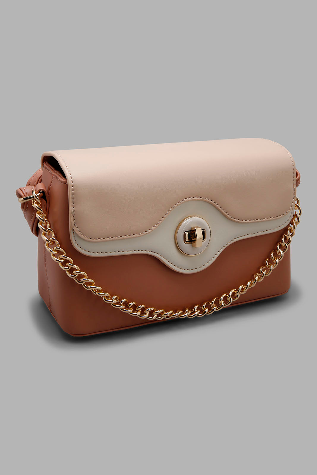Redtag-Pink-And-Tan-Cross-Body-Bag-Category:Bags,-Colour:Pink,-Filter:Women's-Accessories,-New-In,-New-In-Women-ACC,-Non-Sale,-Section:Women,-W22A,-Women-Bags-Women-