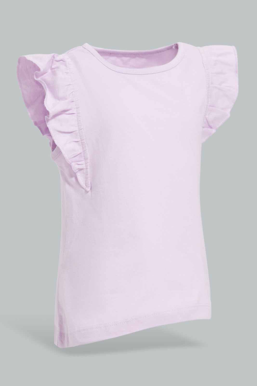 Redtag-Lilac-Frilled-Sleeves-Solid-T-Shirt-Category:T-Shirts,-Colour:Lilac,-Deals:New-In,-Filter:Infant-Girls-(3-to-24-Mths),-ING-T-Shirts,-New-In-ING-APL,-Non-Sale,-Section:Girls-(0-to-14Yrs),-TBL,-W22O-Infant-Girls-3 to 24 Months