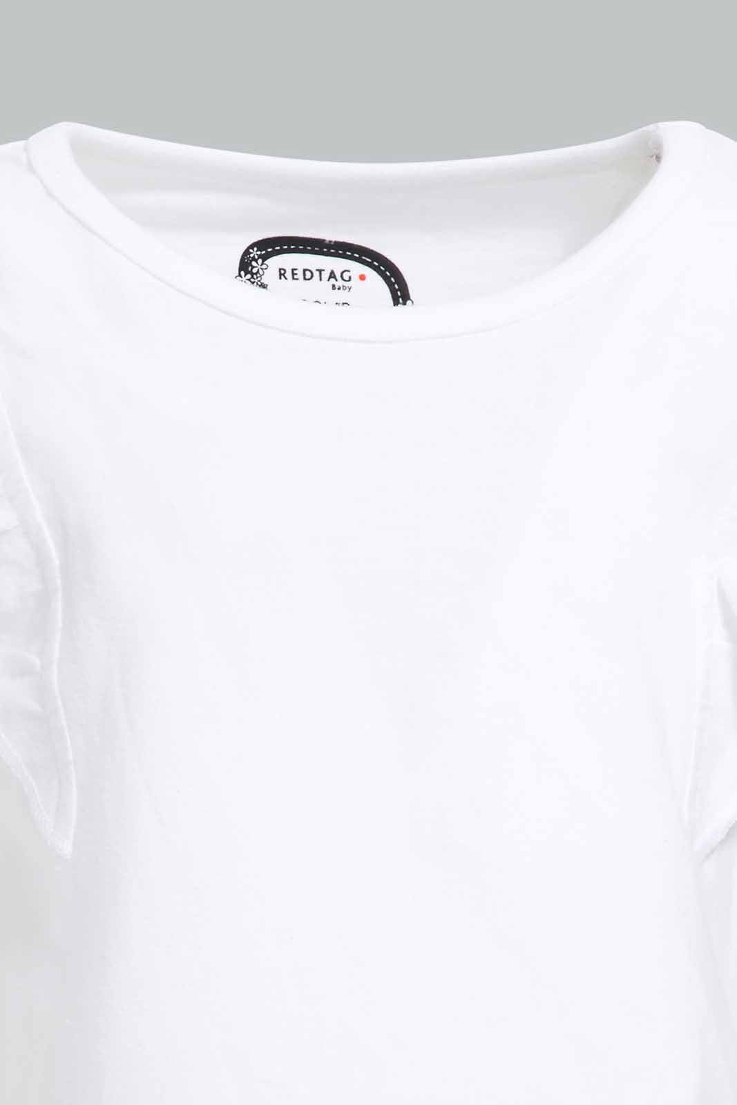 Redtag-White-Frilled-Sleeves-Solid-T-Shirt-Category:T-Shirts,-Colour:White,-Deals:New-In,-Filter:Infant-Girls-(3-to-24-Mths),-ING-T-Shirts,-New-In-ING-APL,-Non-Sale,-Section:Girls-(0-to-14Yrs),-TBL,-W22O-Infant-Girls-3 to 24 Months