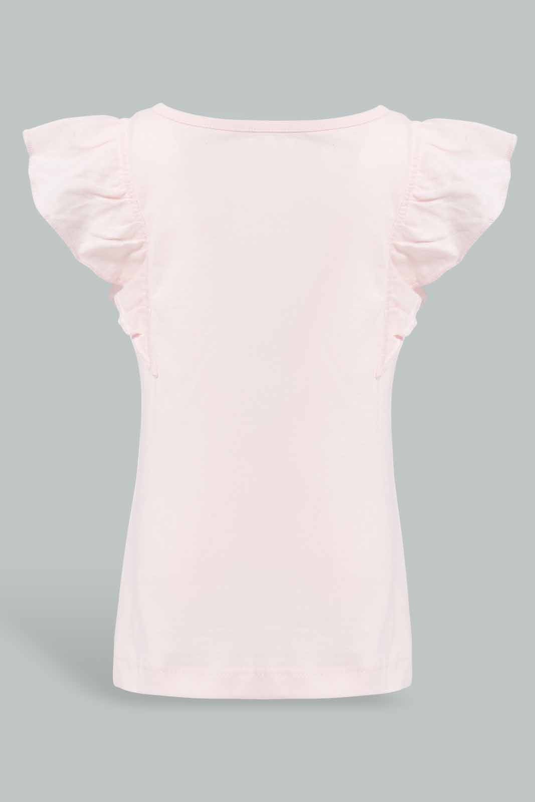 Redtag-Pink-Frilled-Sleeves-Solid-T-Shirt-Category:T-Shirts,-Colour:Apricot,-Deals:New-In,-Filter:Infant-Girls-(3-to-24-Mths),-ING-T-Shirts,-New-In-ING-APL,-Non-Sale,-Section:Girls-(0-to-14Yrs),-TBL,-W22O-Infant-Girls-3 to 24 Months