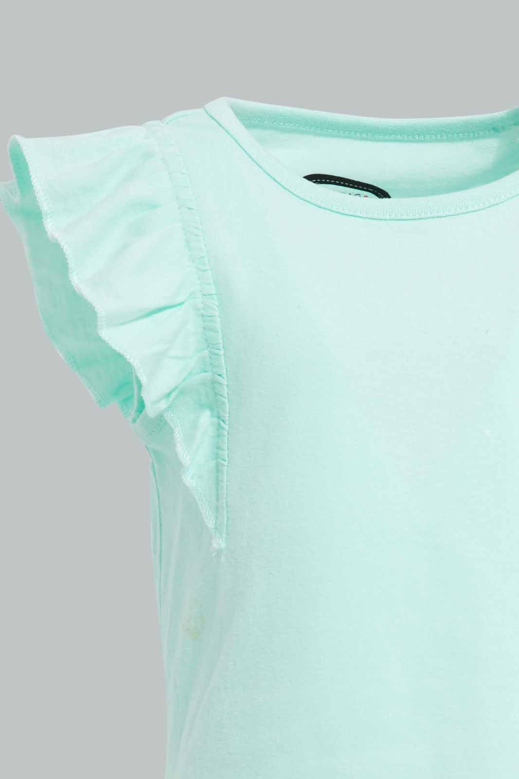 Redtag-Mint-Frilled-Sleeves-Solid-T-Shirt-Category:T-Shirts,-Colour:Mint,-Deals:New-In,-Filter:Infant-Girls-(3-to-24-Mths),-ING-T-Shirts,-New-In-ING-APL,-Non-Sale,-Section:Girls-(0-to-14Yrs),-TBL,-W22O-Infant-Girls-3 to 24 Months