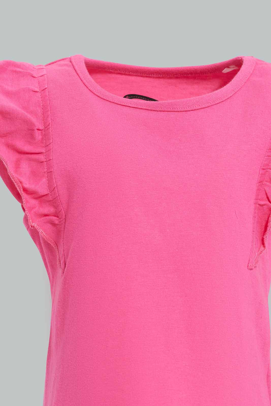 Redtag-Fuchsia-Frilled-Sleeves-Solid-T-Shirt-Category:T-Shirts,-Colour:Fuchsia,-Deals:New-In,-Filter:Infant-Girls-(3-to-24-Mths),-ING-T-Shirts,-New-In-ING-APL,-Non-Sale,-Section:Girls-(0-to-14Yrs),-TBL,-W22O-Infant-Girls-3 to 24 Months