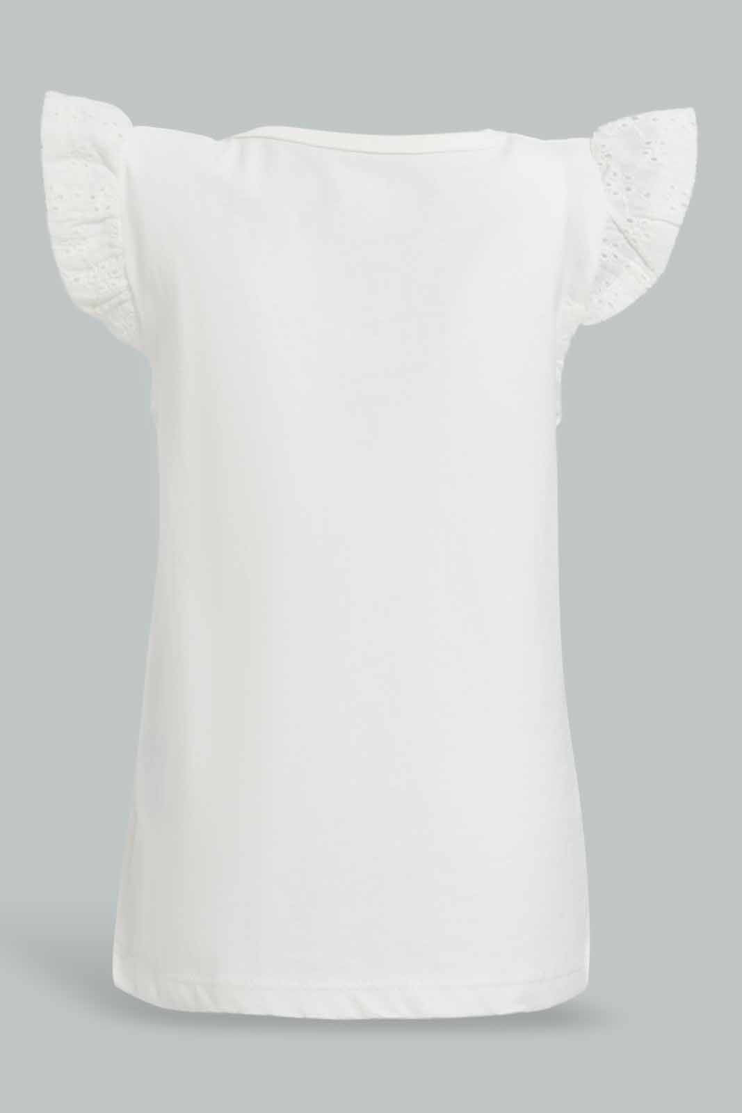 Redtag-Offwhite-Schiffly-Slvs-Solid-Jersey-Top-Category:Blouses,-Colour:White,-Deals:New-In,-Filter:Infant-Girls-(3-to-24-Mths),-ING-Blouses,-New-In-ING-APL,-Non-Sale,-Section:Girls-(0-to-14Yrs),-TBL,-W22O-Infant-Girls-3 to 24 Months