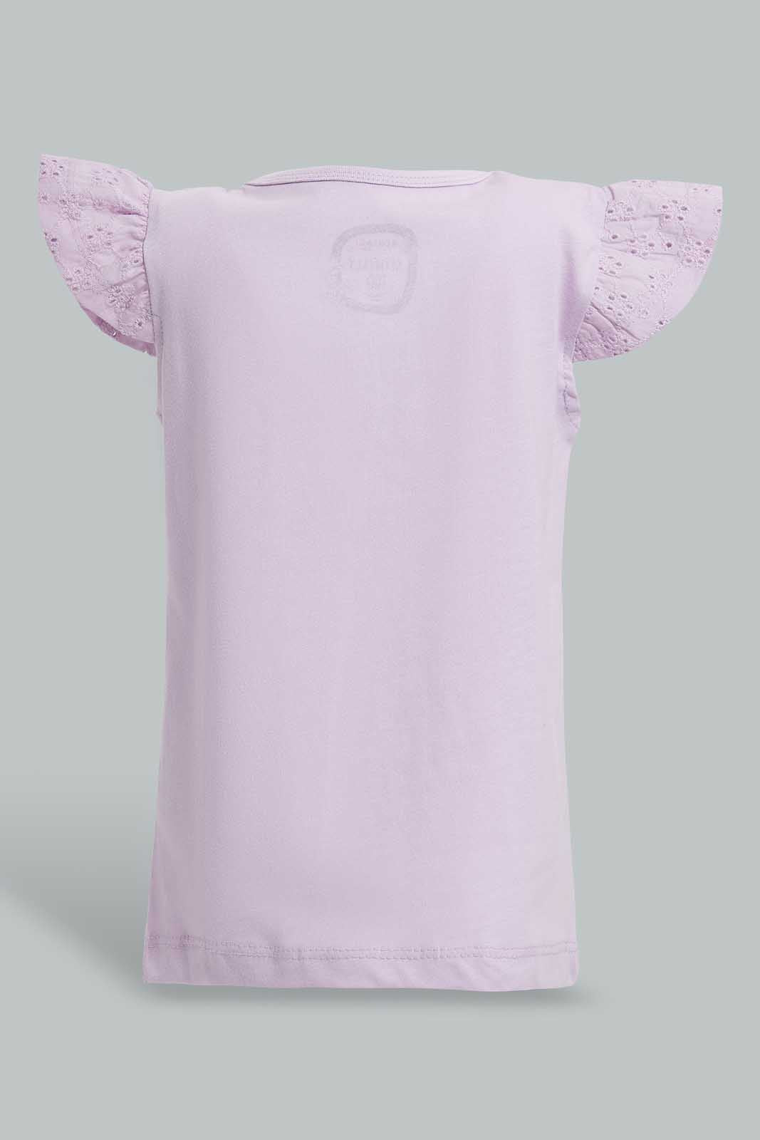 Redtag-Lilac-Schiffly-Slvs-Solid-Jersey-Top-Category:Blouses,-Colour:Lilac,-Deals:New-In,-Filter:Infant-Girls-(3-to-24-Mths),-ING-Blouses,-New-In-ING-APL,-Non-Sale,-Section:Girls-(0-to-14Yrs),-TBL,-W22O-Infant-Girls-3 to 24 Months