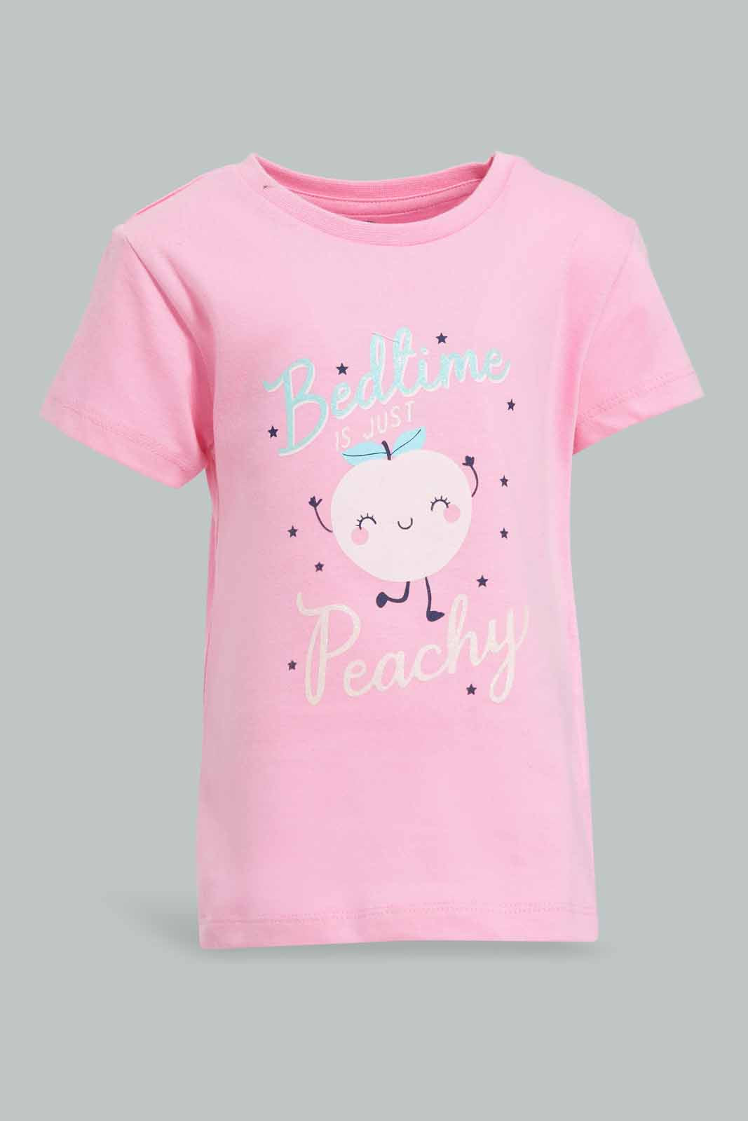 Redtag-Coral-&-Mint-Placement-Print-Pyjama-Sets-Category:Pyjama-Sets,-Colour:Orange,-Deals:New-In,-Filter:Infant-Girls-(3-to-24-Mths),-ING-Pyjama-Sets,-New-In-ING-APL,-Non-Sale,-Section:Girls-(0-to-14Yrs),-W22O-Infant-Girls-3 to 24 Months
