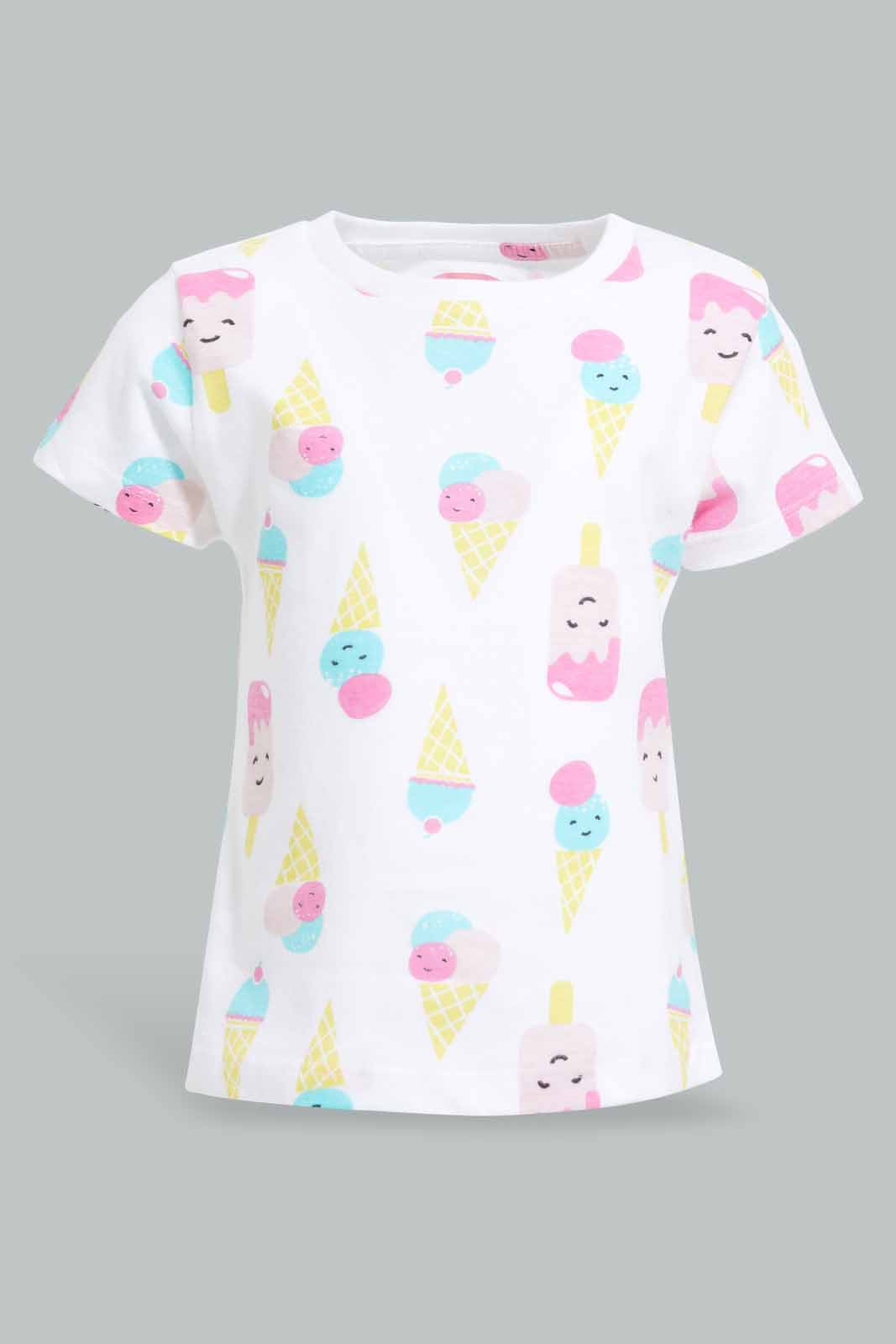 Redtag-White-Allover-Print-Pyjama-Sets-Category:Pyjama-Sets,-Colour:White,-Deals:New-In,-Filter:Infant-Girls-(3-to-24-Mths),-ING-Pyjama-Sets,-New-In-ING-APL,-Non-Sale,-Section:Girls-(0-to-14Yrs),-W22O-Infant-Girls-3 to 24 Months