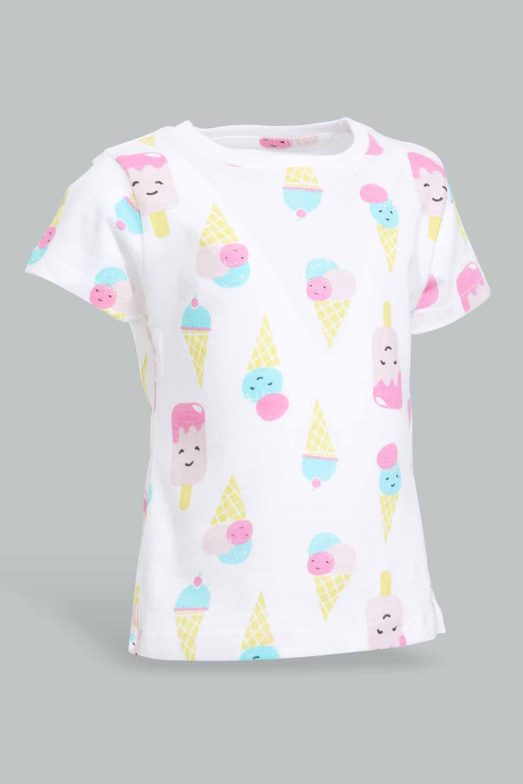 Redtag-White-Allover-Print-Pyjama-Sets-Category:Pyjama-Sets,-Colour:White,-Deals:New-In,-Filter:Infant-Girls-(3-to-24-Mths),-ING-Pyjama-Sets,-New-In-ING-APL,-Non-Sale,-Section:Girls-(0-to-14Yrs),-W22O-Infant-Girls-3 to 24 Months
