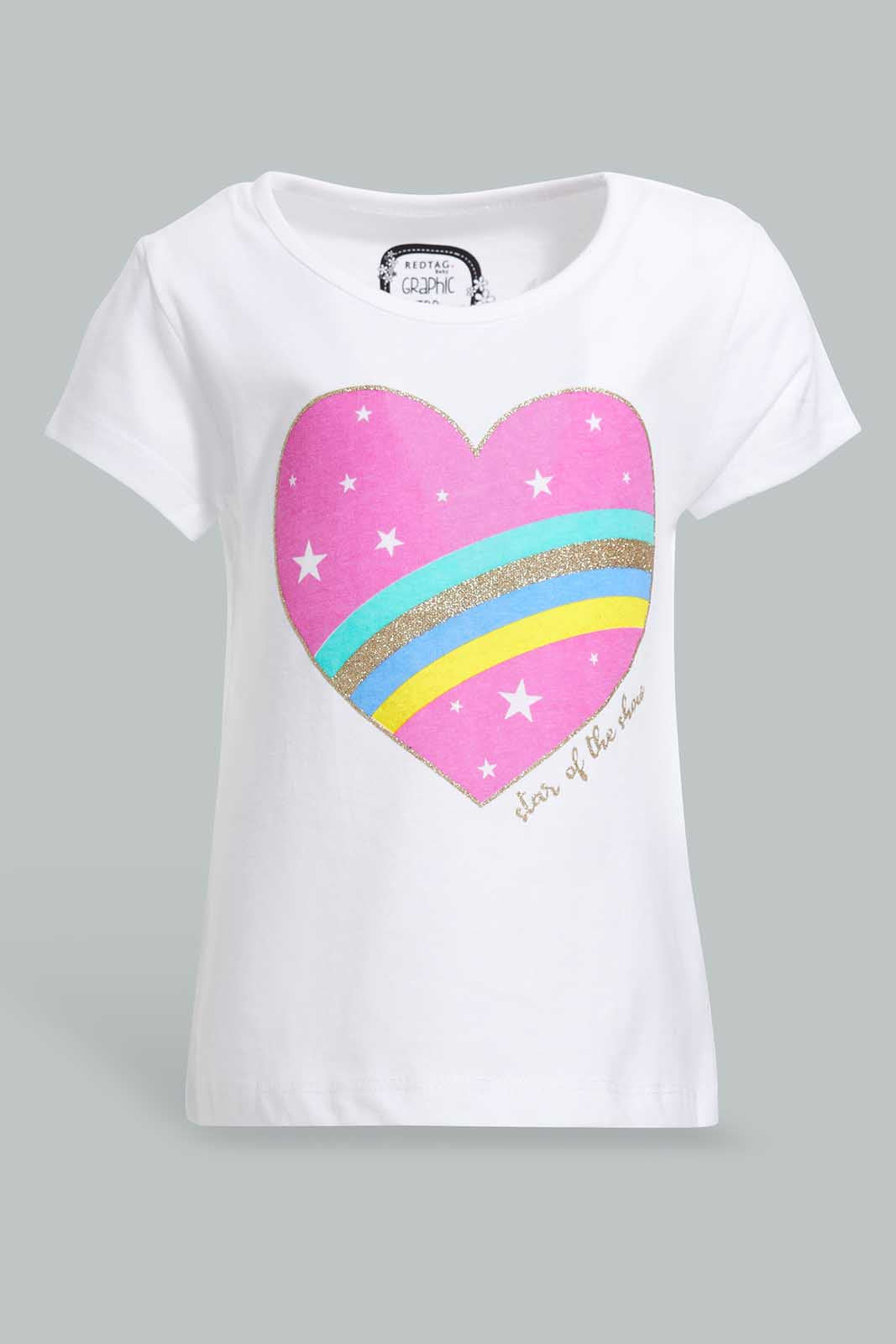 Redtag-White-Heart-Graphic-Print-T-Shirt-Category:T-Shirts,-Colour:White,-Deals:New-In,-Filter:Infant-Girls-(3-to-24-Mths),-ING-T-Shirts,-New-In-ING-APL,-Non-Sale,-Section:Girls-(0-to-14Yrs),-TBL,-W22O-Infant-Girls-3 to 24 Months