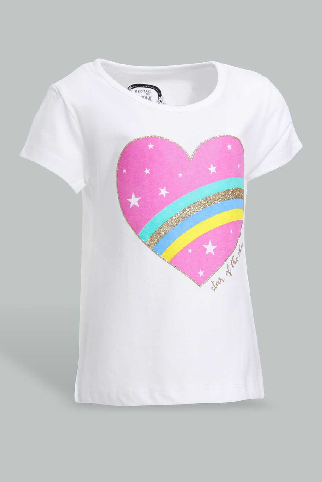 Redtag-White-Heart-Graphic-Print-T-Shirt-Category:T-Shirts,-Colour:White,-Deals:New-In,-Filter:Infant-Girls-(3-to-24-Mths),-ING-T-Shirts,-New-In-ING-APL,-Non-Sale,-Section:Girls-(0-to-14Yrs),-TBL,-W22O-Infant-Girls-3 to 24 Months