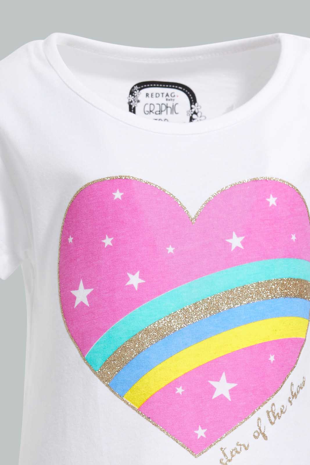 Redtag-White-Heart-Graphic-Print-T-Shirt-Category:T-Shirts,-Colour:White,-Deals:New-In,-Filter:Infant-Girls-(3-to-24-Mths),-ING-T-Shirts,-New-In-ING-APL,-Non-Sale,-Section:Girls-(0-to-14Yrs),-TBL,-W22O-Infant-Girls-3 to 24 Months