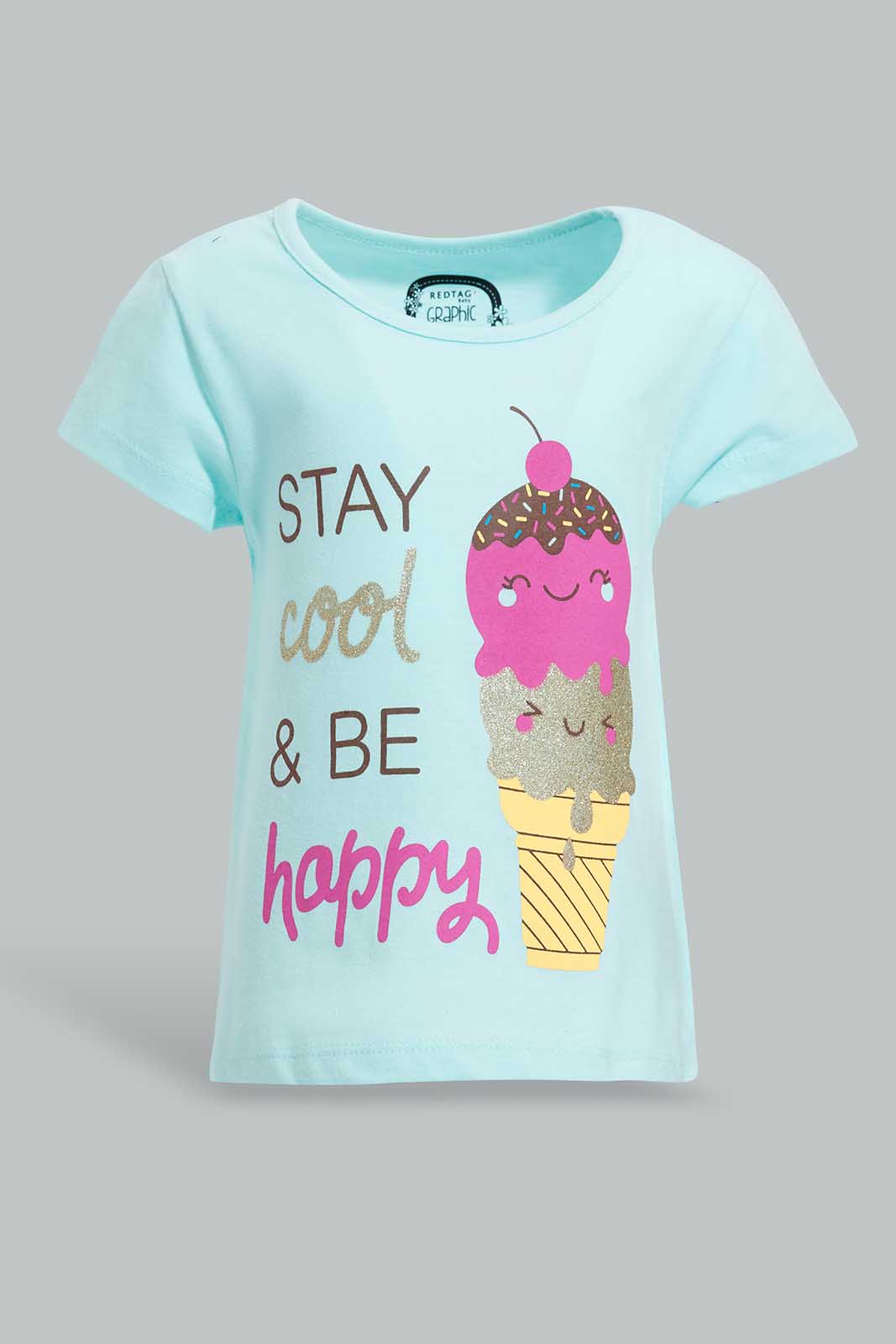 Redtag-Mint-Ice-Cream-Graphic-Print-T-Shirt-Category:T-Shirts,-Colour:Mint,-Deals:New-In,-Filter:Infant-Girls-(3-to-24-Mths),-ING-T-Shirts,-New-In-ING-APL,-Non-Sale,-Section:Girls-(0-to-14Yrs),-TBL,-W22O-Infant-Girls-3 to 24 Months