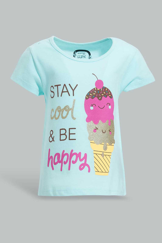 Redtag-Mint-Ice-Cream-Graphic-Print-T-Shirt-Category:T-Shirts,-Colour:Mint,-Deals:New-In,-Filter:Infant-Girls-(3-to-24-Mths),-ING-T-Shirts,-New-In-ING-APL,-Non-Sale,-Section:Girls-(0-to-14Yrs),-TBL,-W22O-Infant-Girls-3 to 24 Months